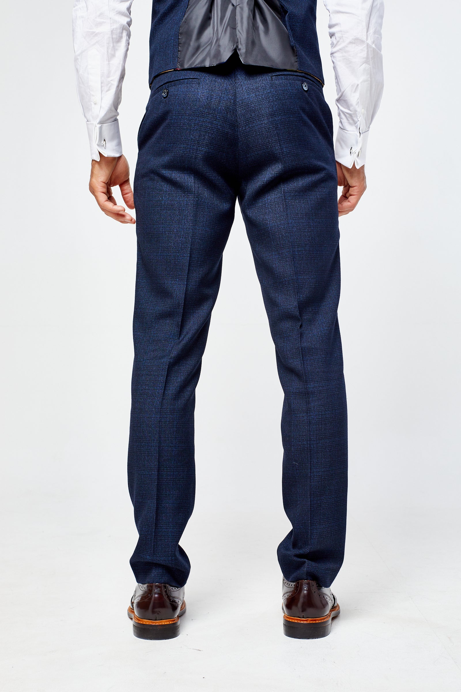 Caridi Navy Check Three Piece Suit