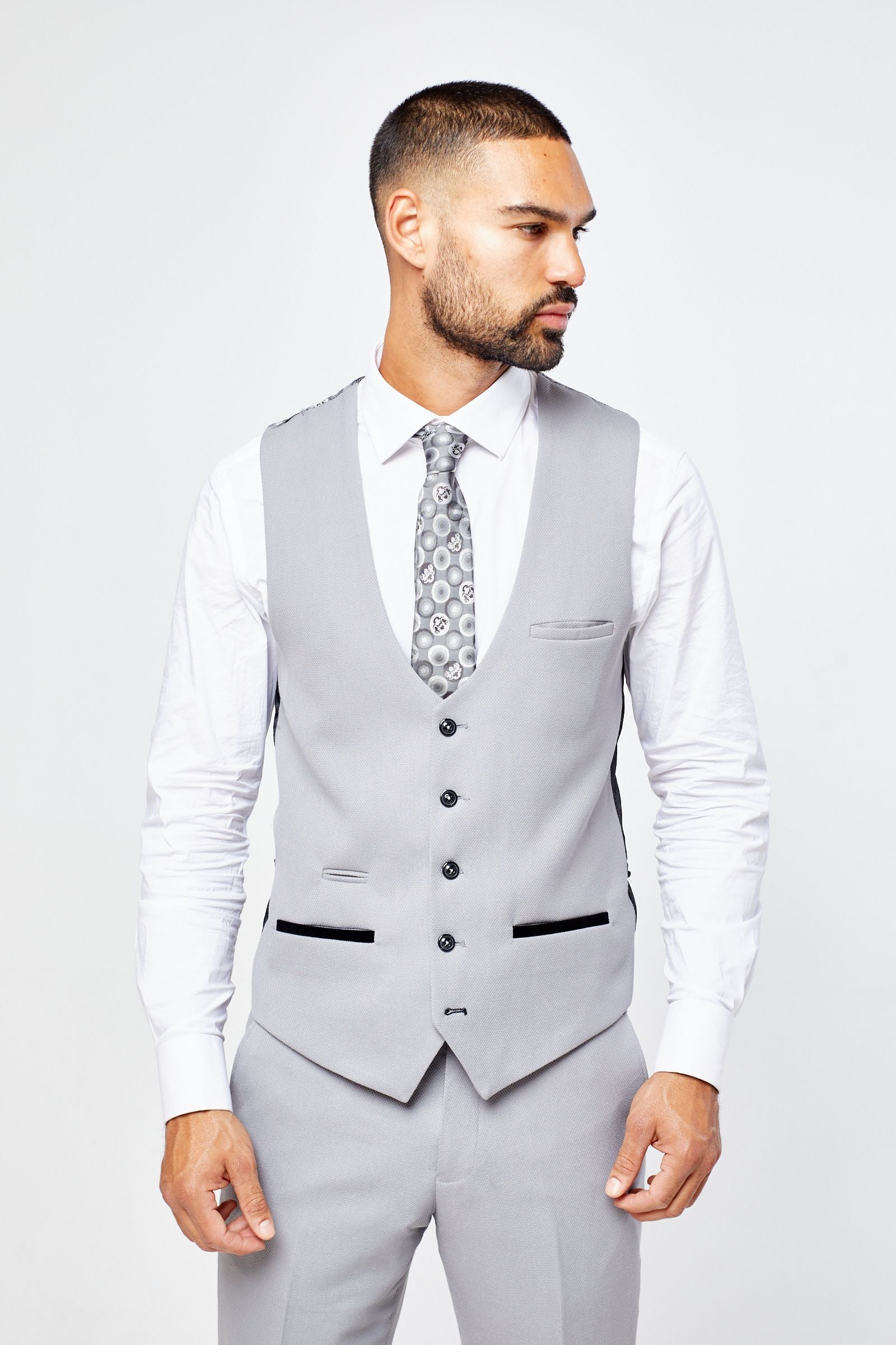 Edwin Silver Grey Notch Lapel Three Piece Suit