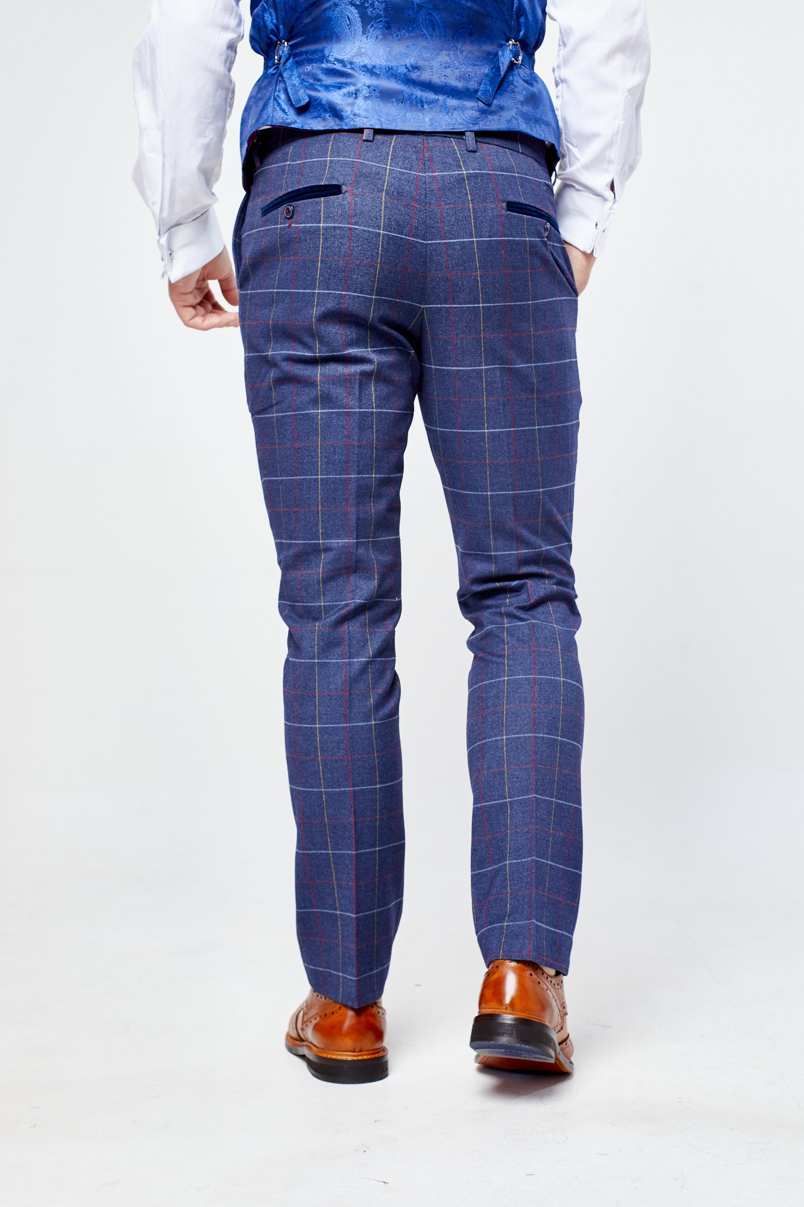 Drake - Navy Check Three Piece Suit