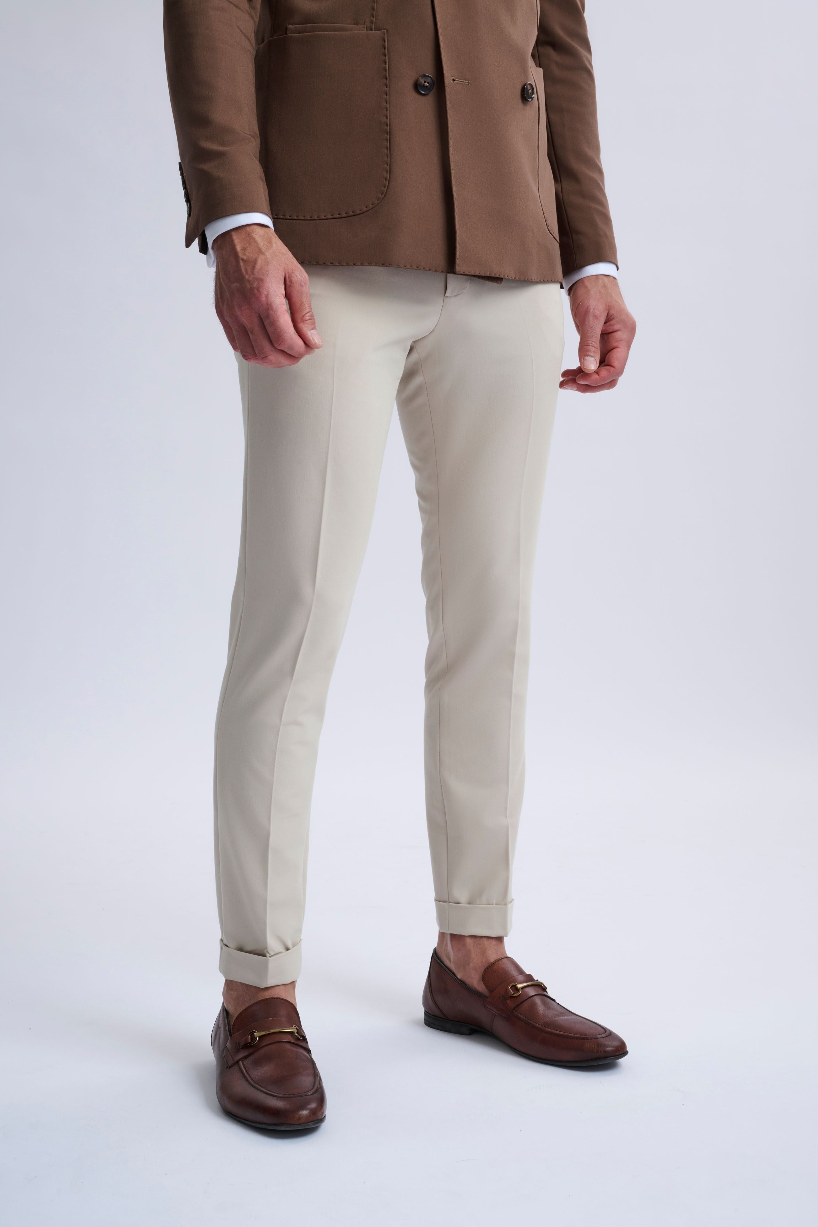Leandro Fixed Double-Breasted Suit with Stone Trousers