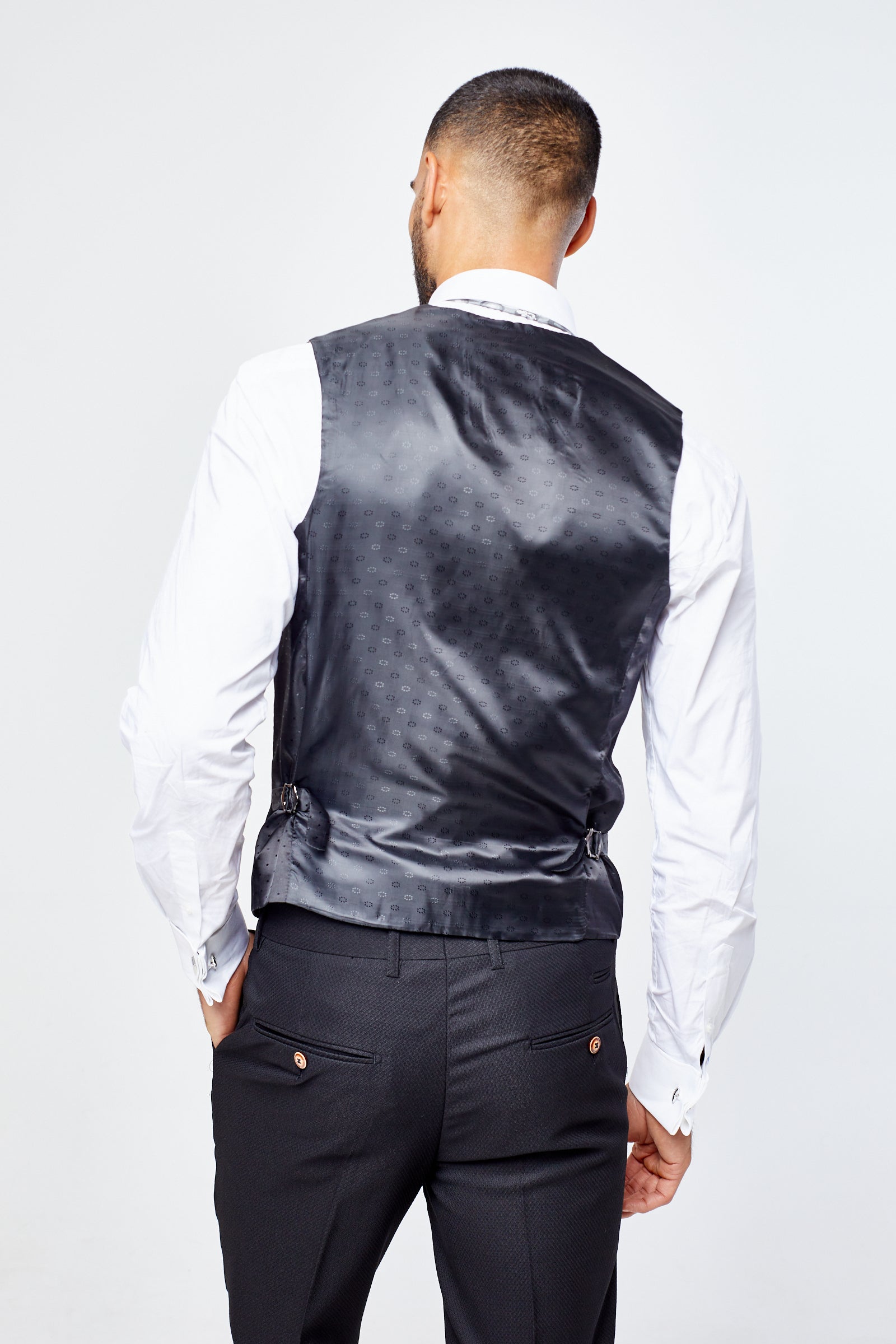 Max - Black Three Piece Suit with Contrast Buttons