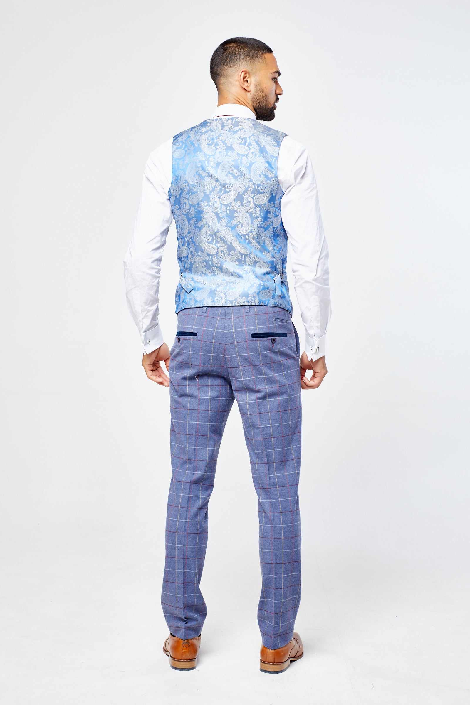 Drake - Sky Blue Check Three Piece Suit