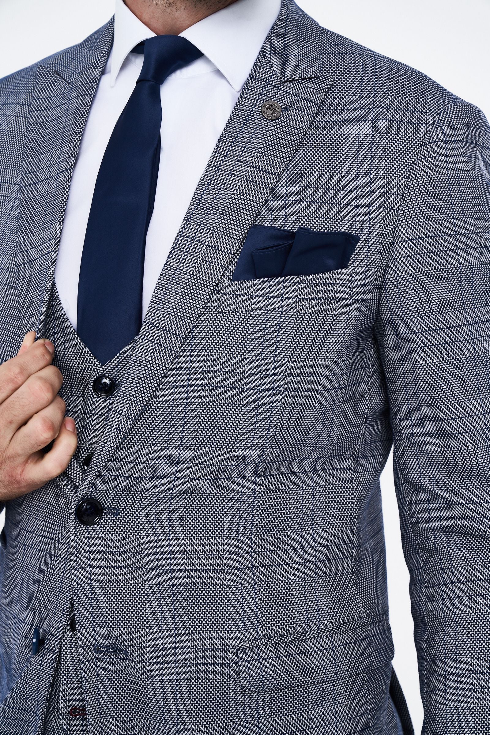 Marc Darcy Jerry Grey Check Three piece Suit