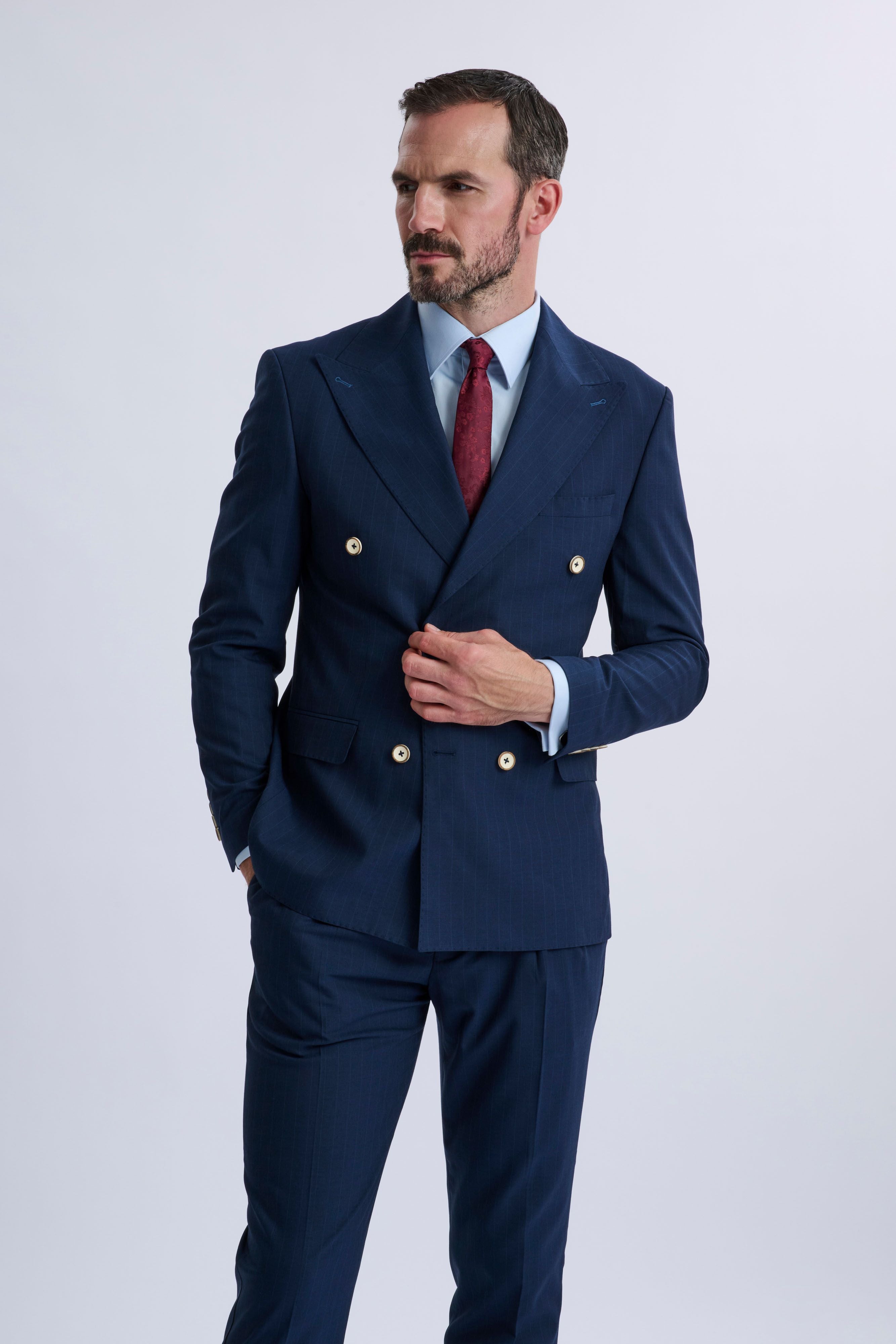 Fabrizio Navy Pinstripe Double-Breasted Suit