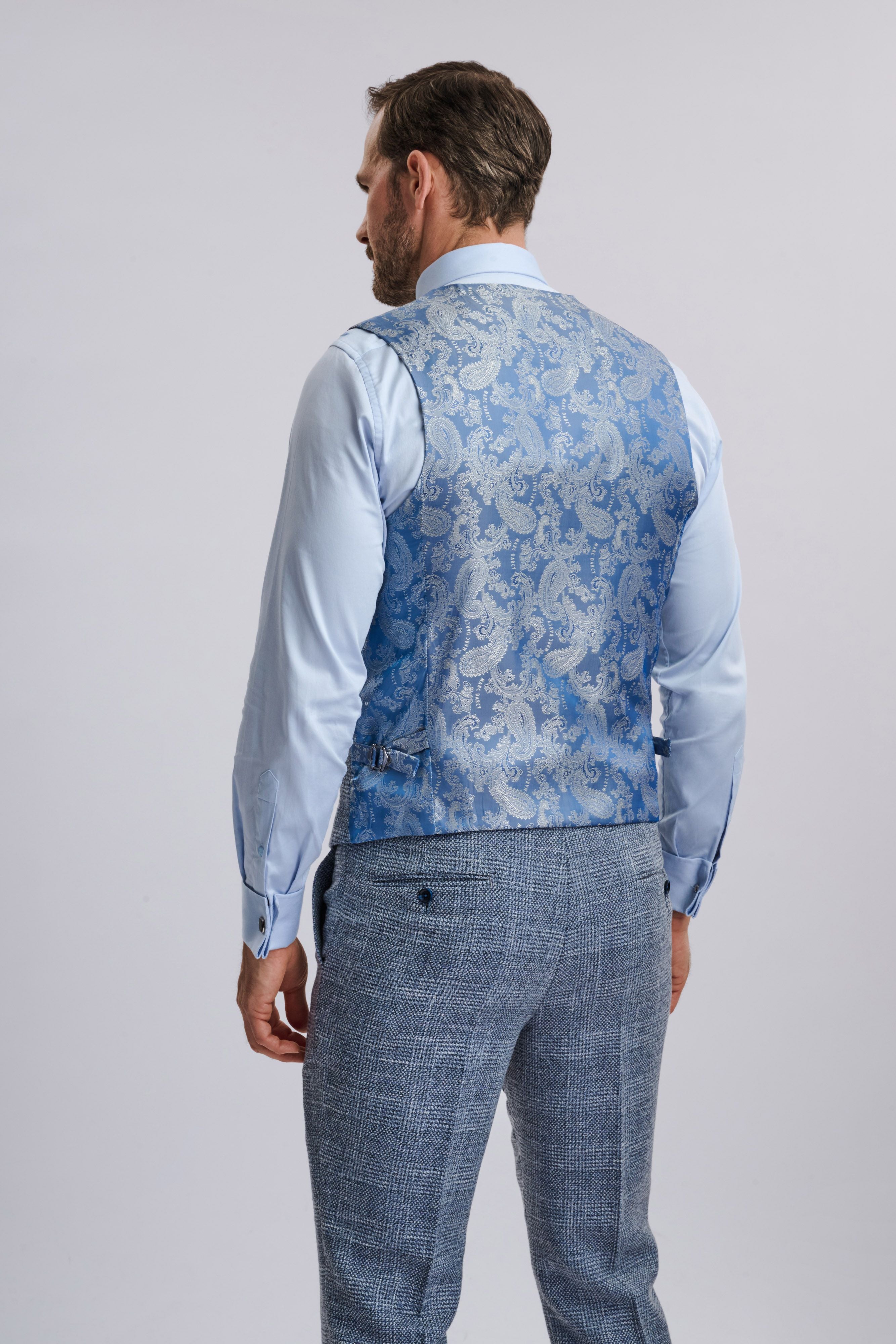 Kris - Sky Blue Tweed Three Piece Suit