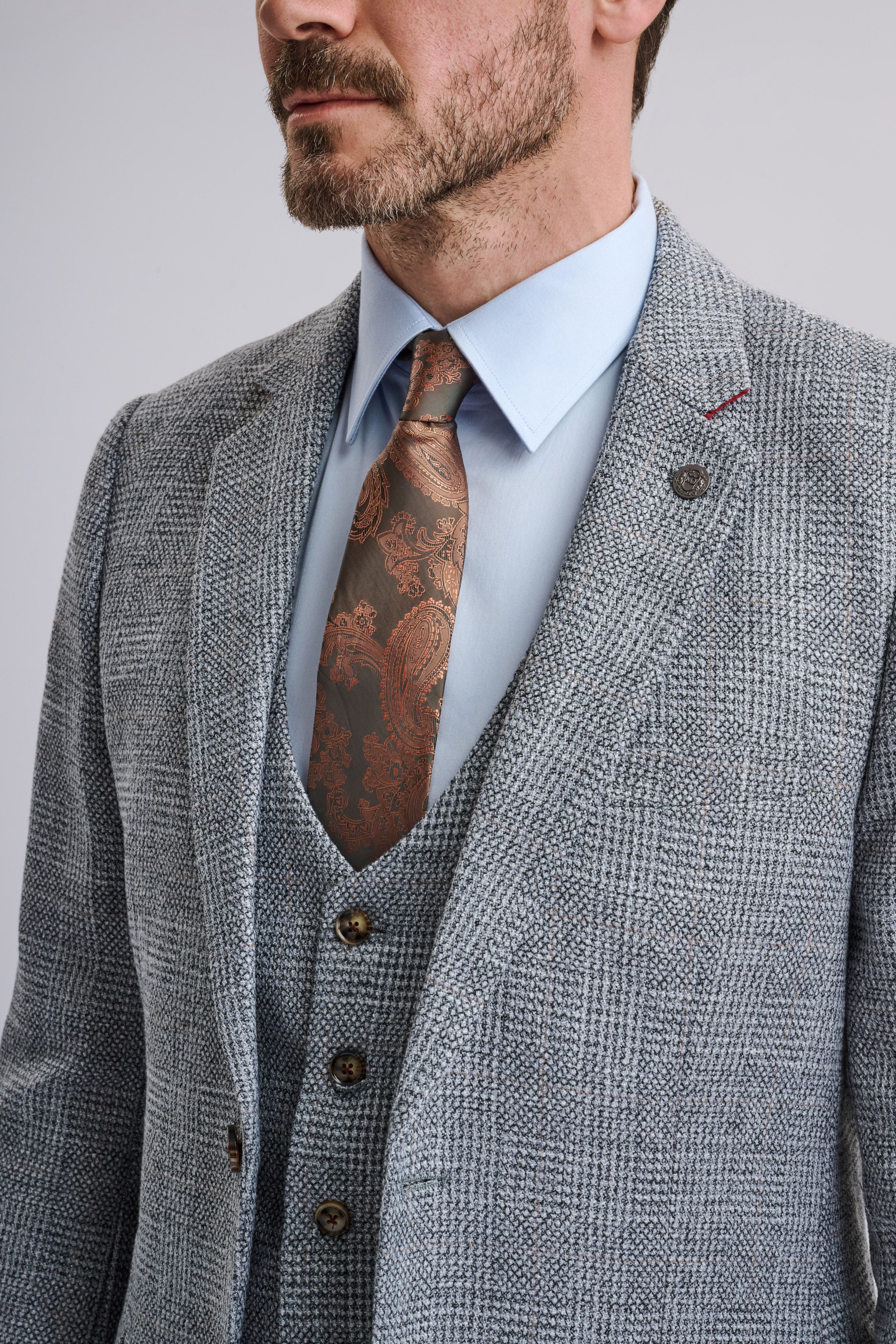 Kris - Silver Grey Tweed Three Piece Suit