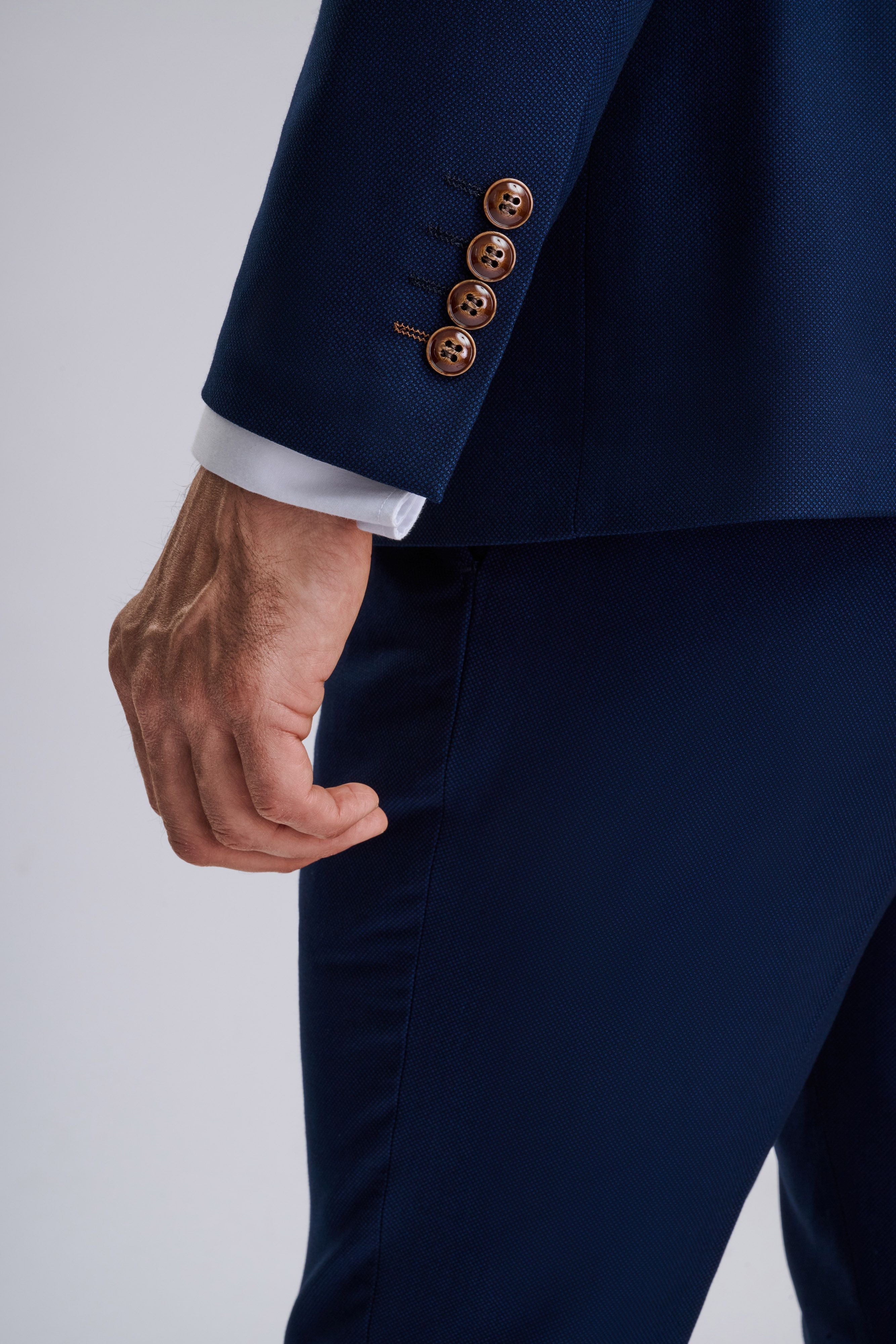 Mayfair Blue Textured Three Piece Suit