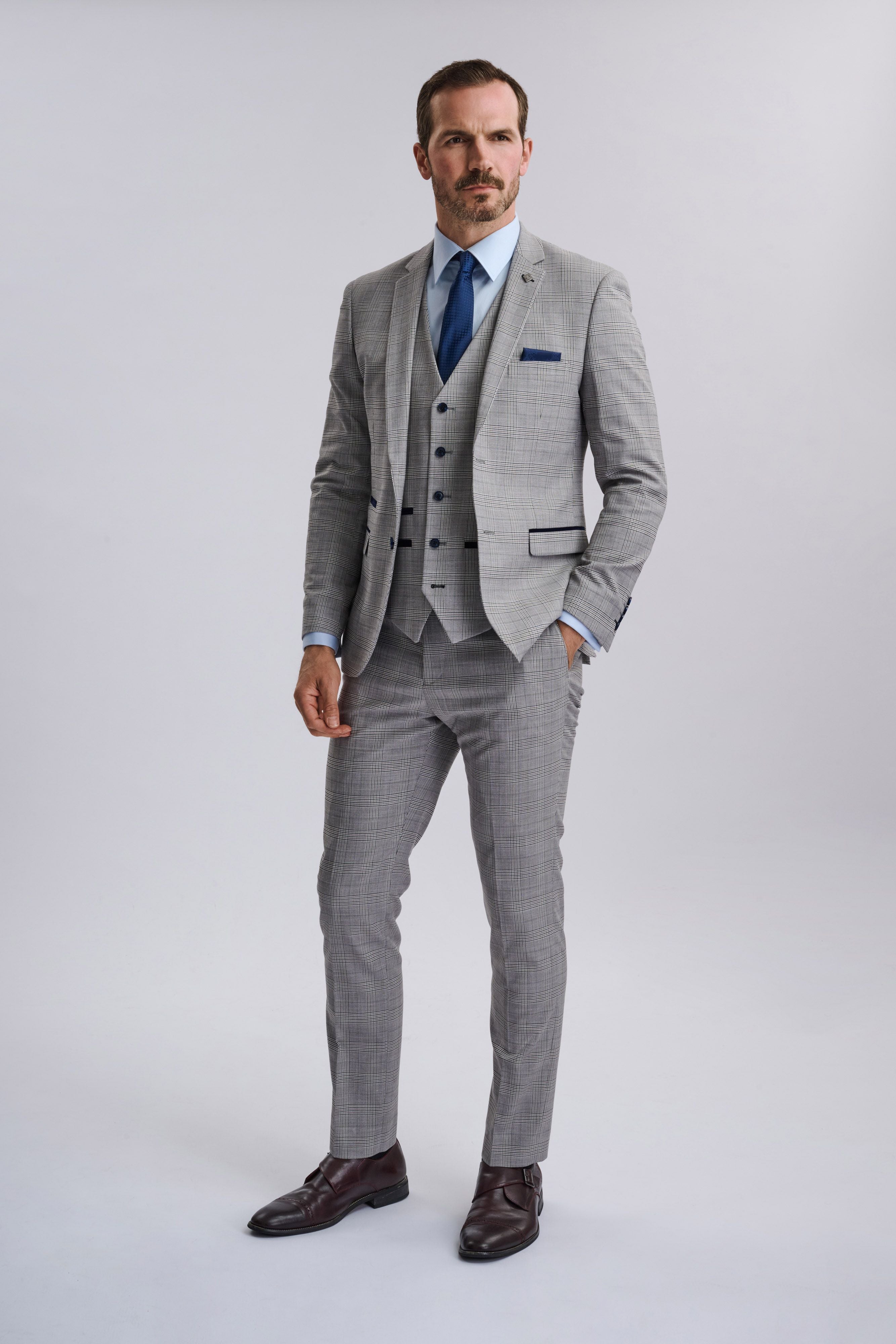 Hugo Grey Check Three Piece Suit
