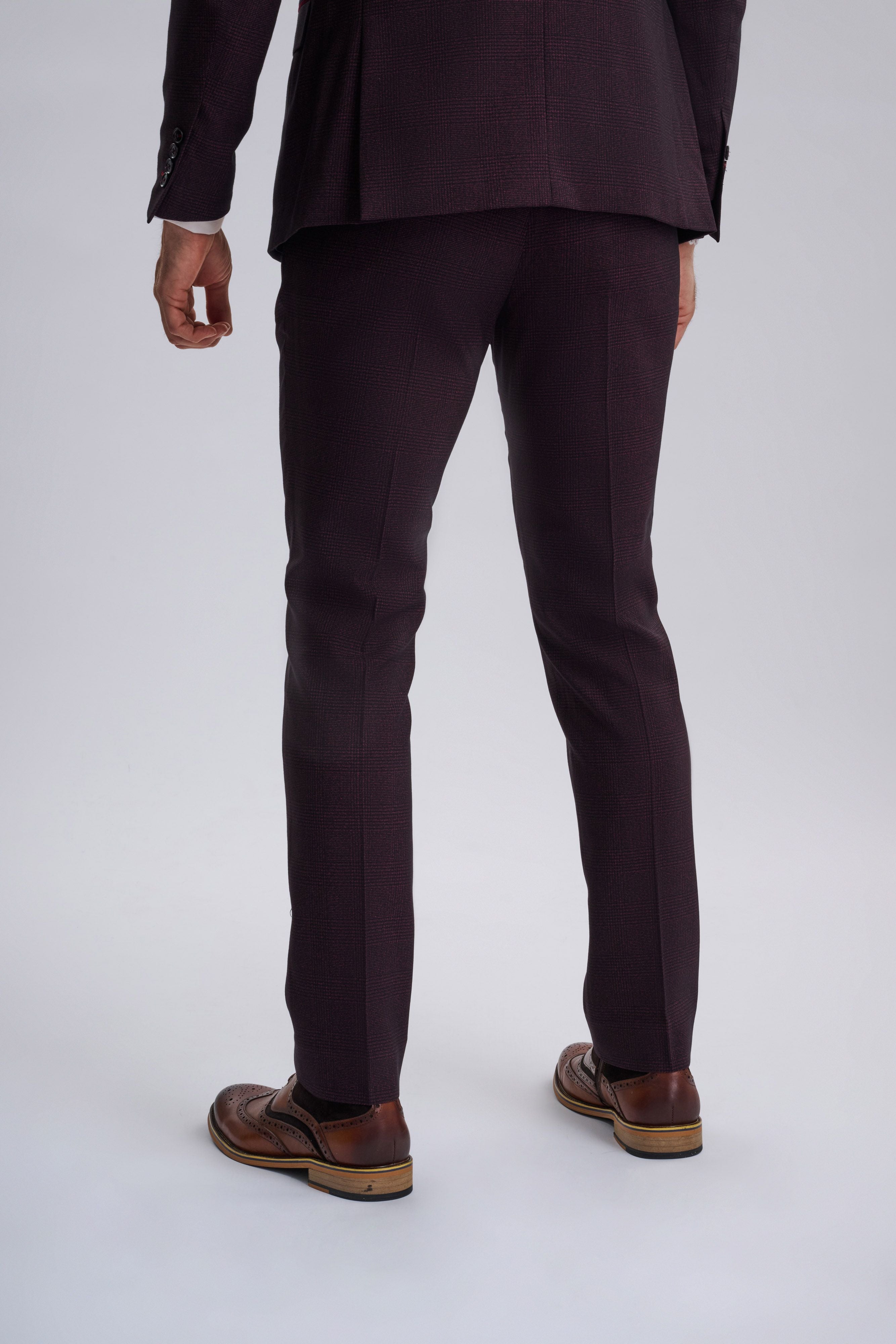 Regent Wine Check Three Piece Suit
