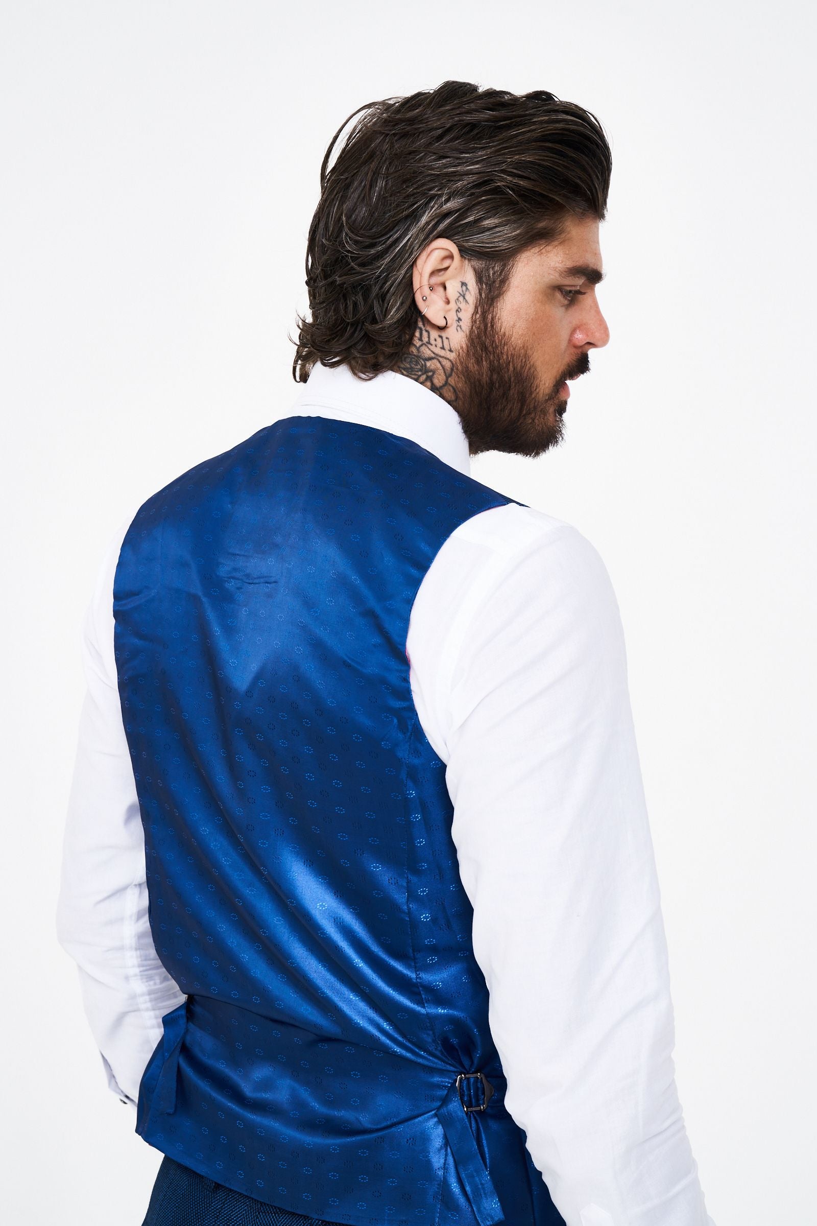 Marc Darcy Jerry Blue check Three Piece Suit