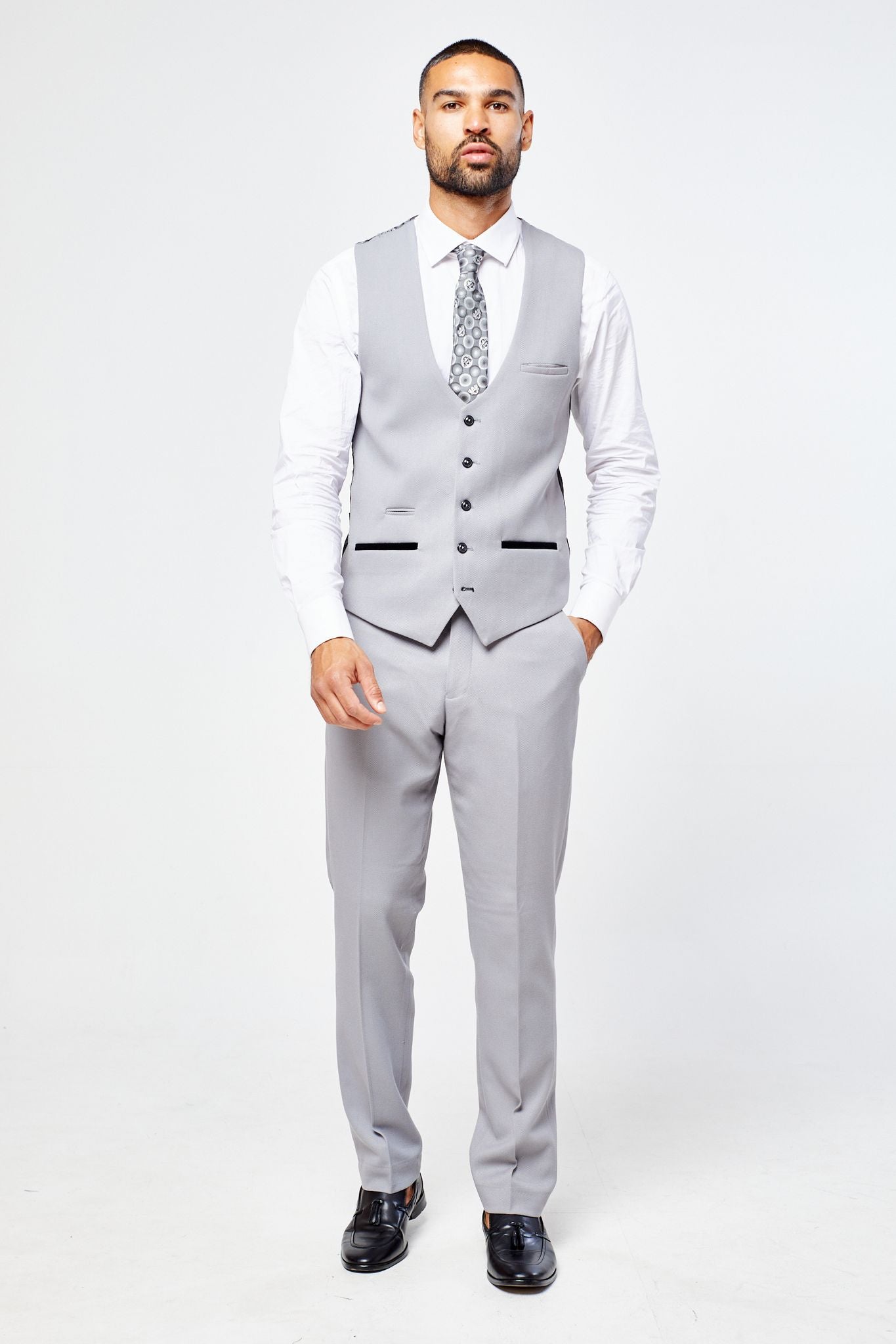 Edwin Silver Grey Notch Lapel Three Piece Suit