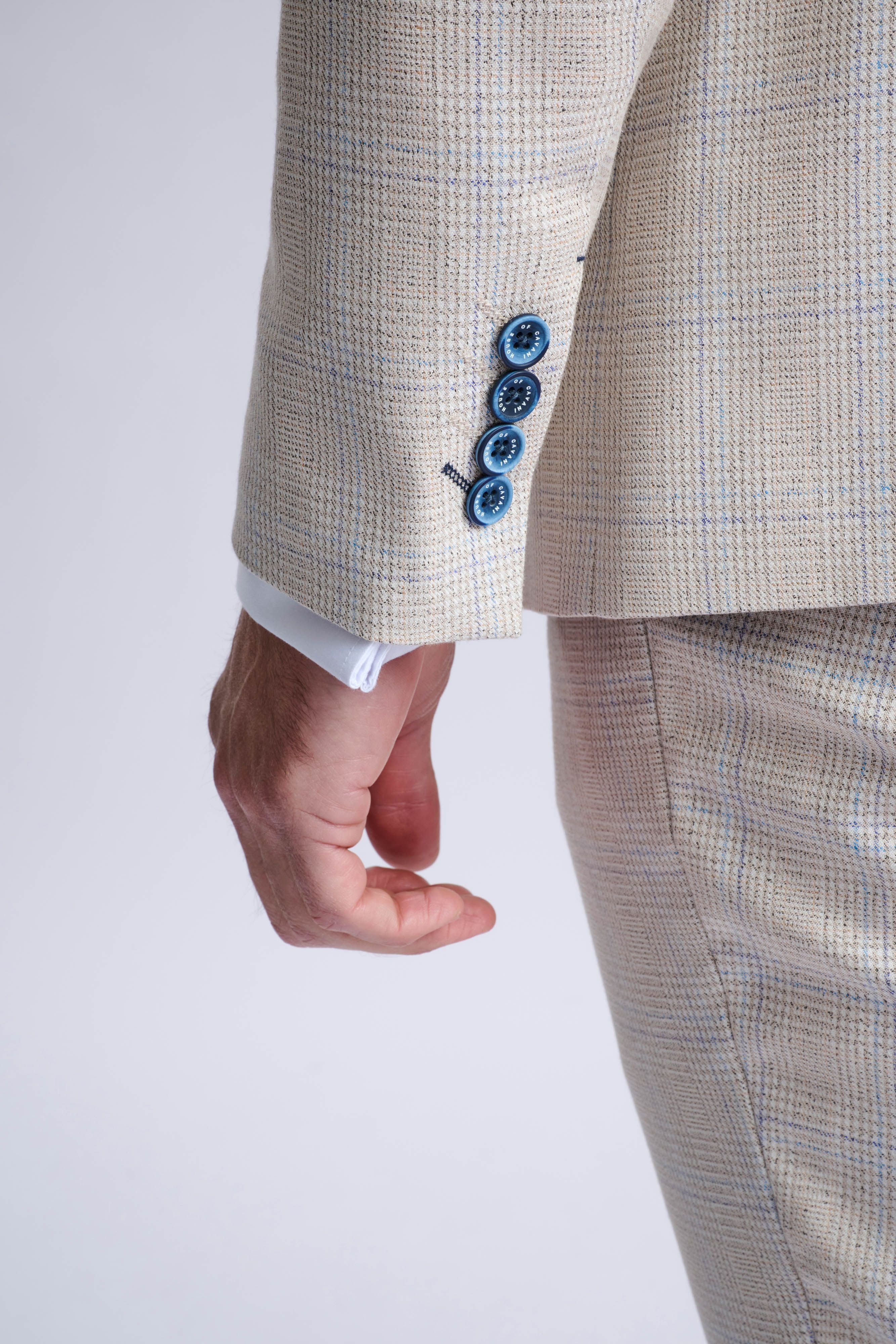 Caridi Beige Double Breasted Two Piece Suit