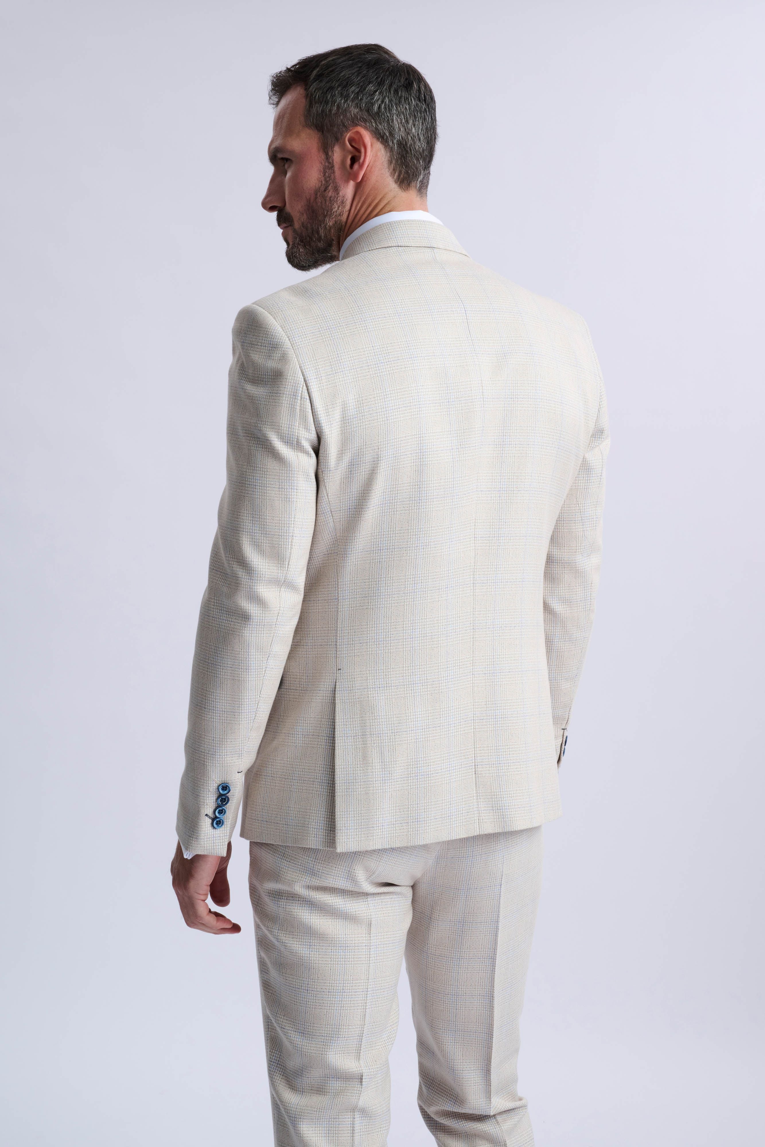 Caridi Beige Double Breasted Two Piece Suit