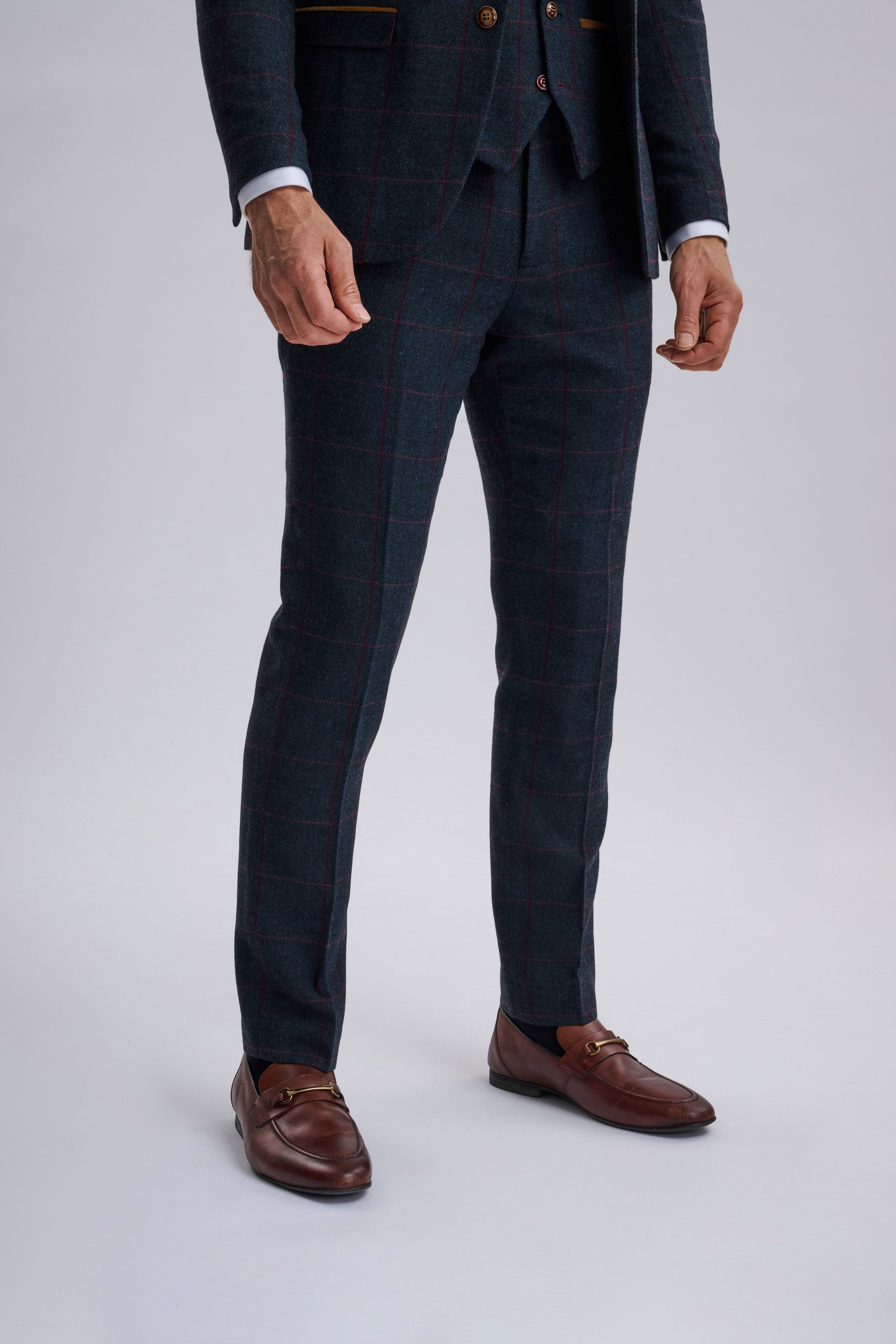 Madrid Navy Tweed Check Three Piece Suit