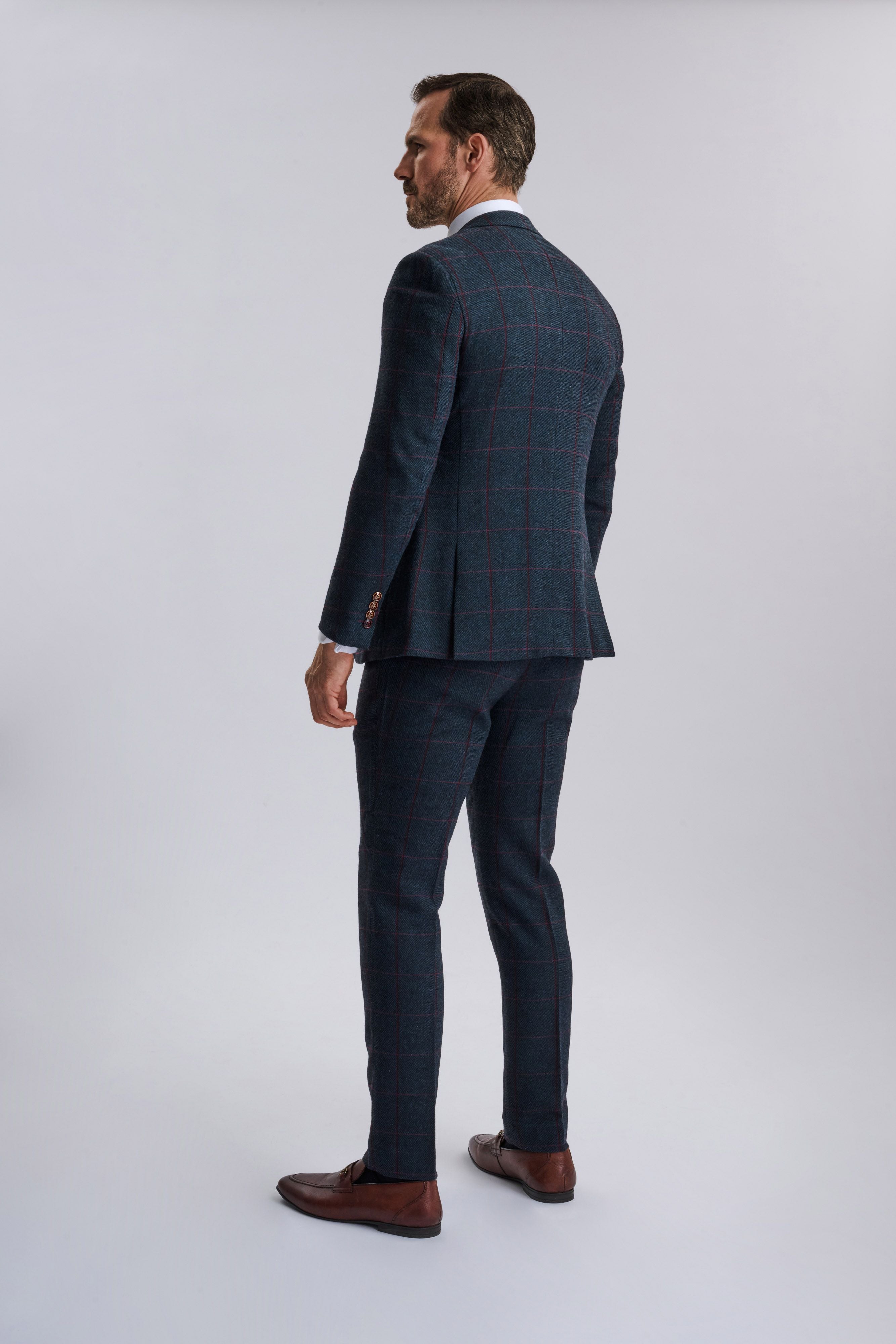 Madrid Navy Tweed Check Three Piece Suit