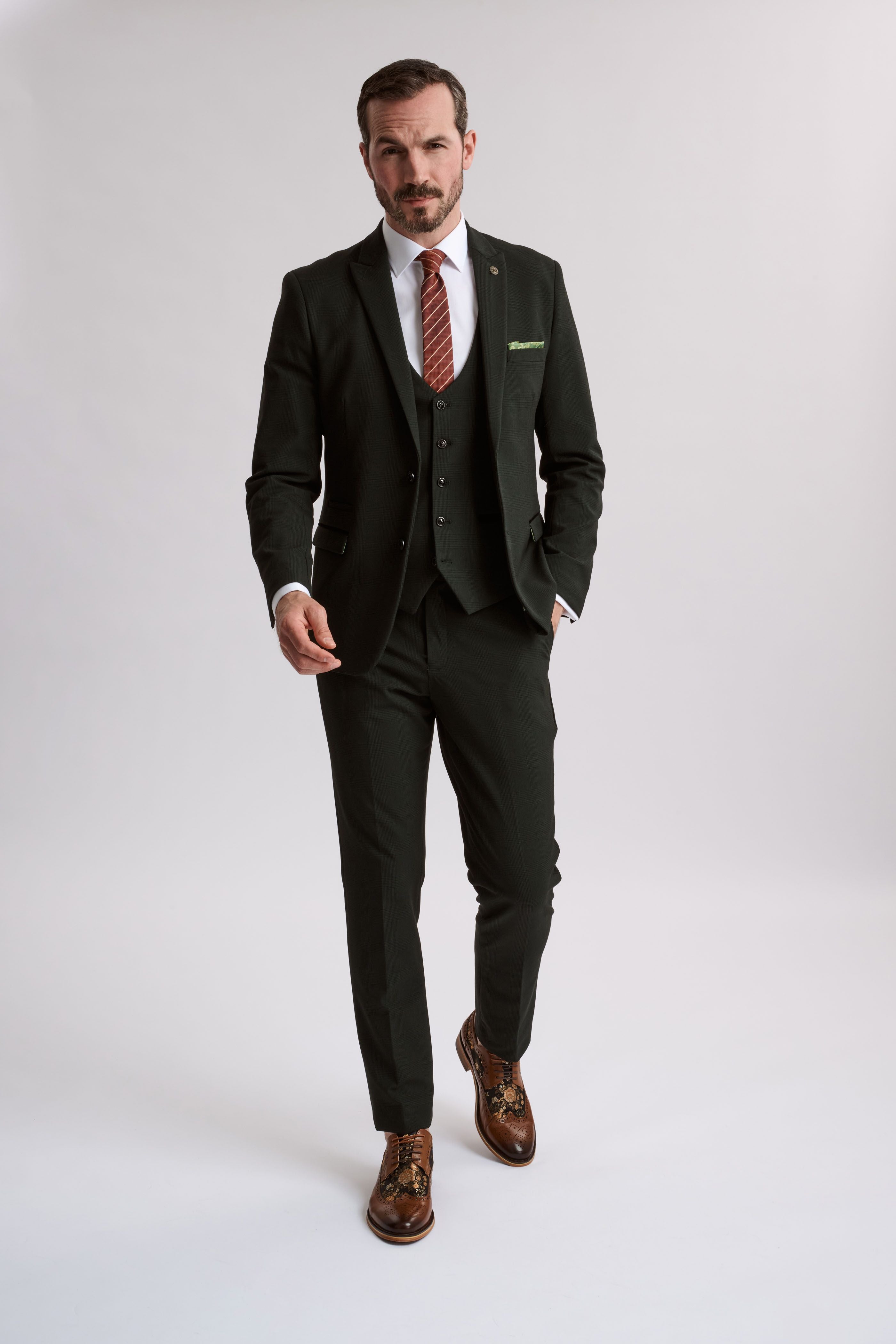 Bromley Olive 3 Piece Suit