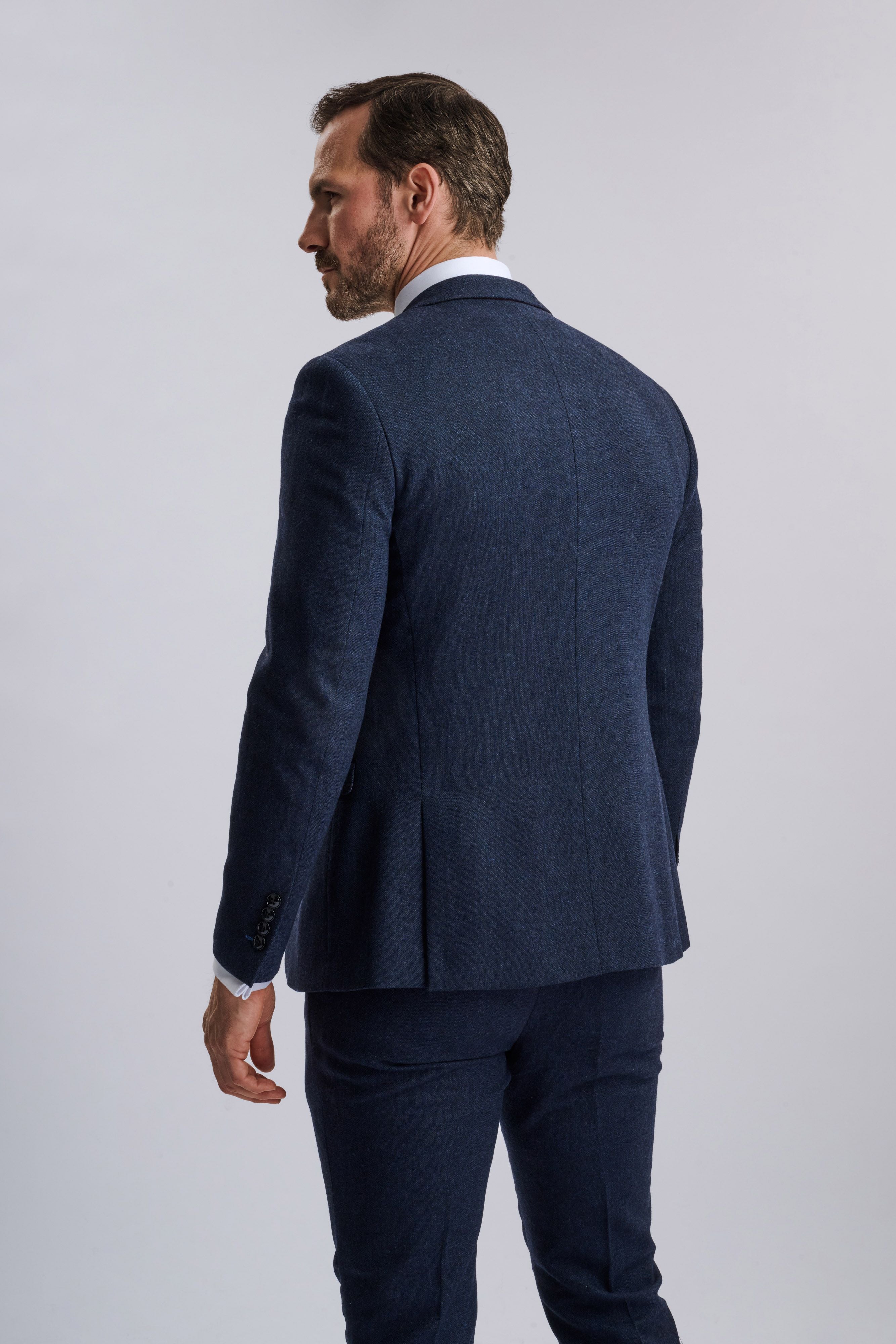Oscar Navy Tweed Three Piece Suit