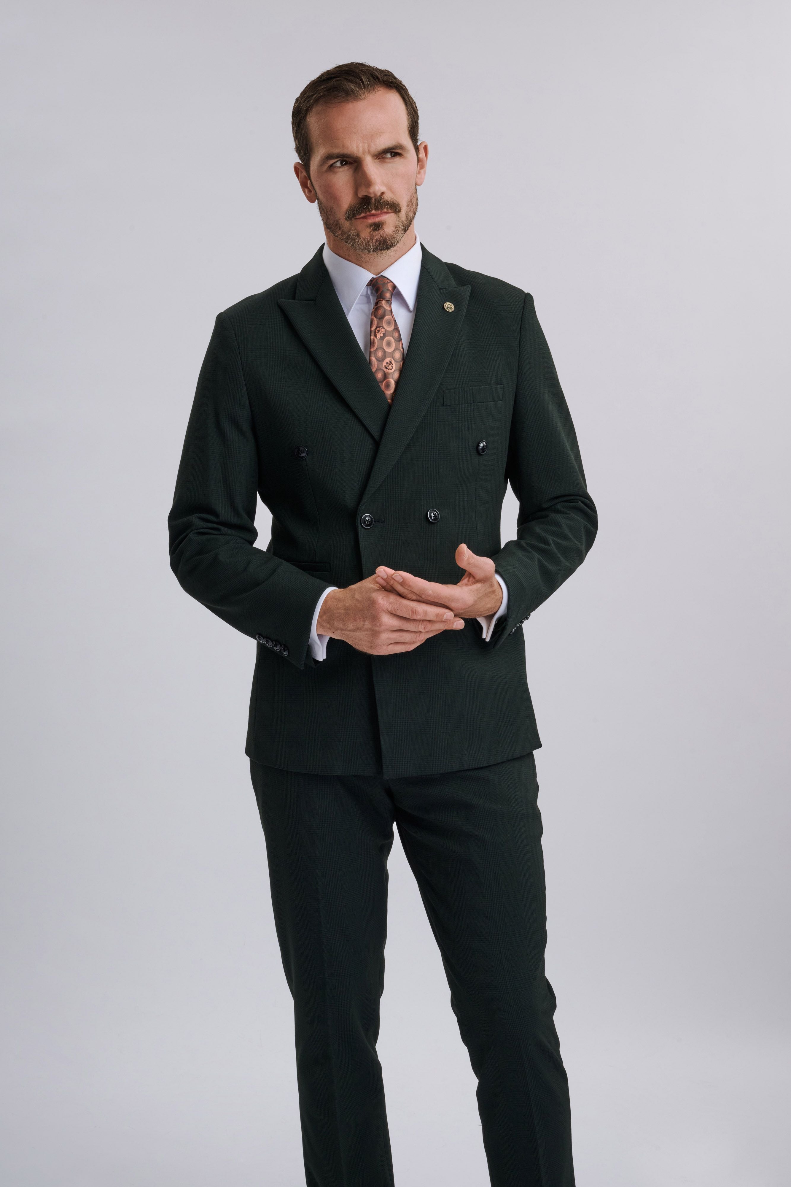 Bromley Olive Green Double Breasted Suit