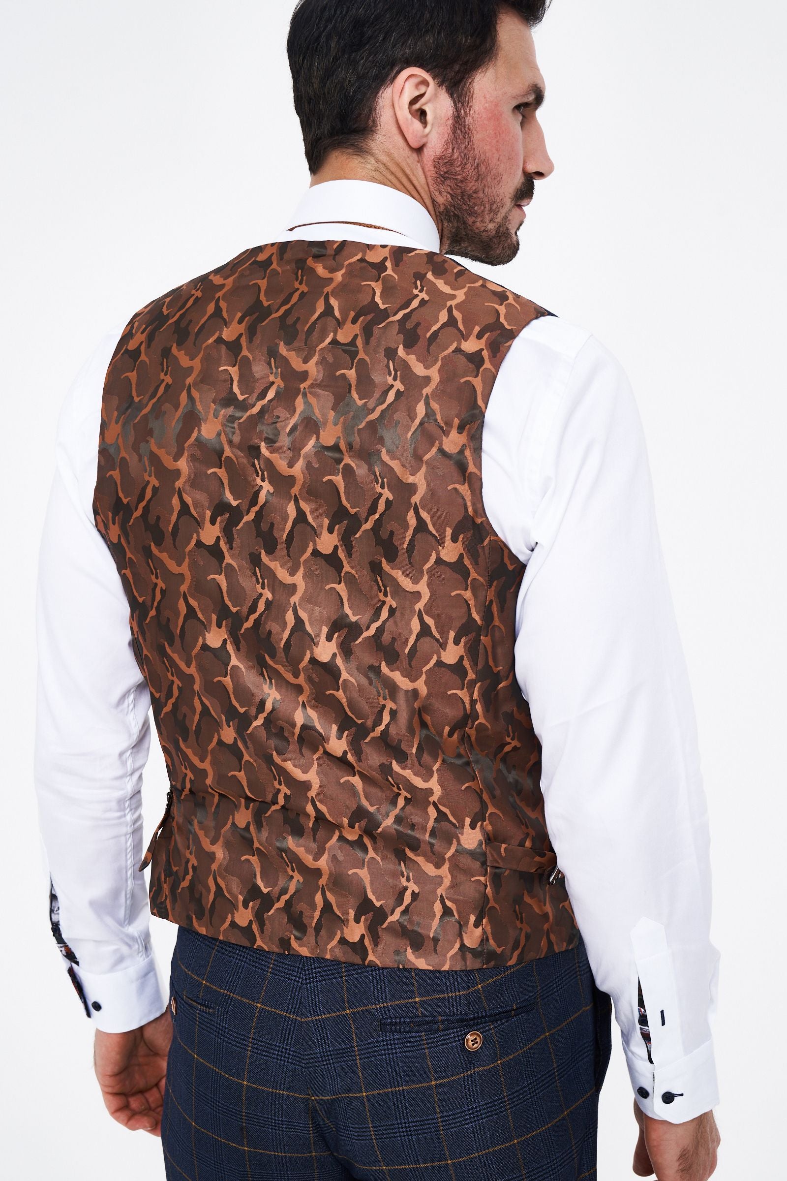 Jenson - Sky Blue Check Suit With Double Breasted Waistcoat