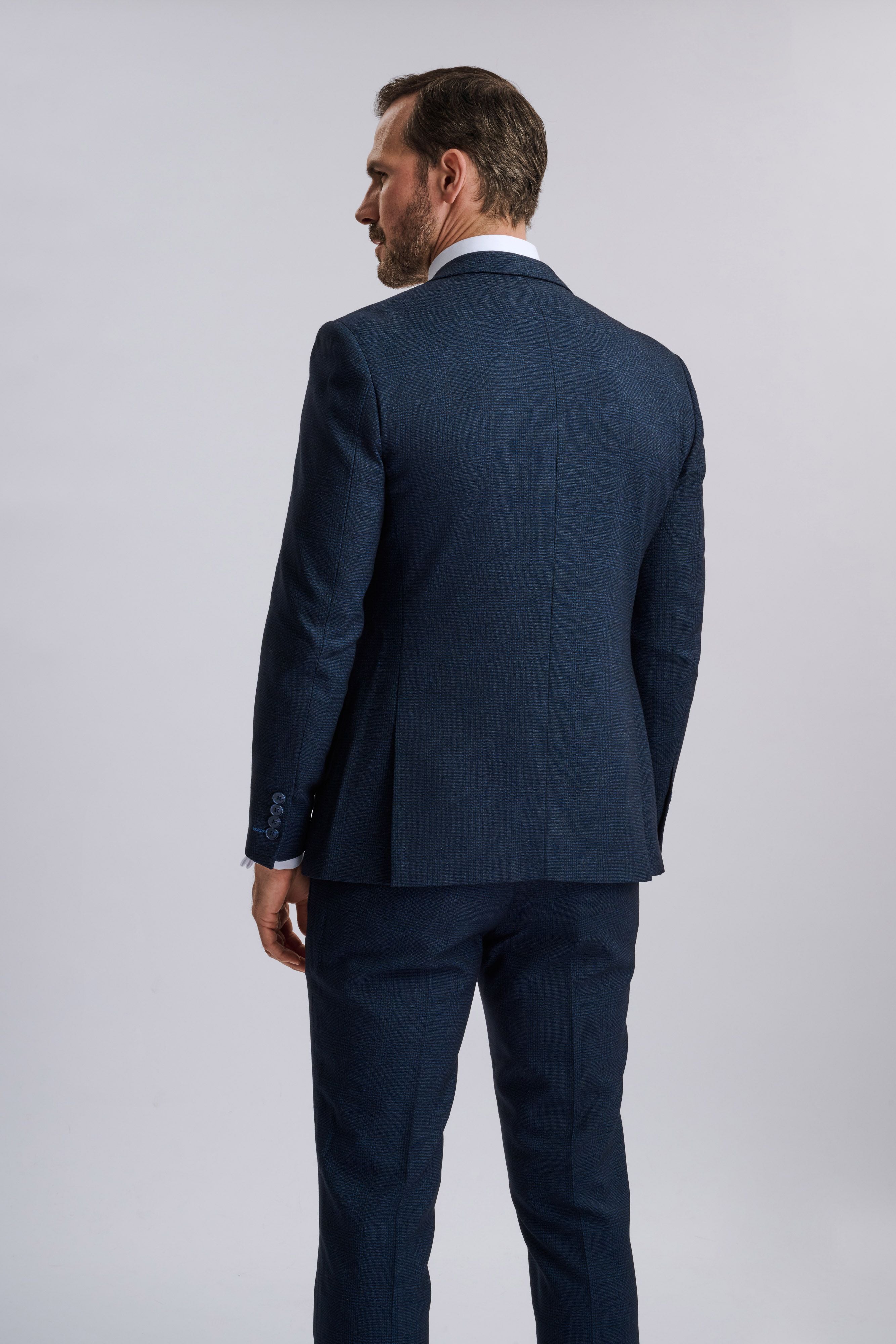 Regent Navy Check Three Piece Suit