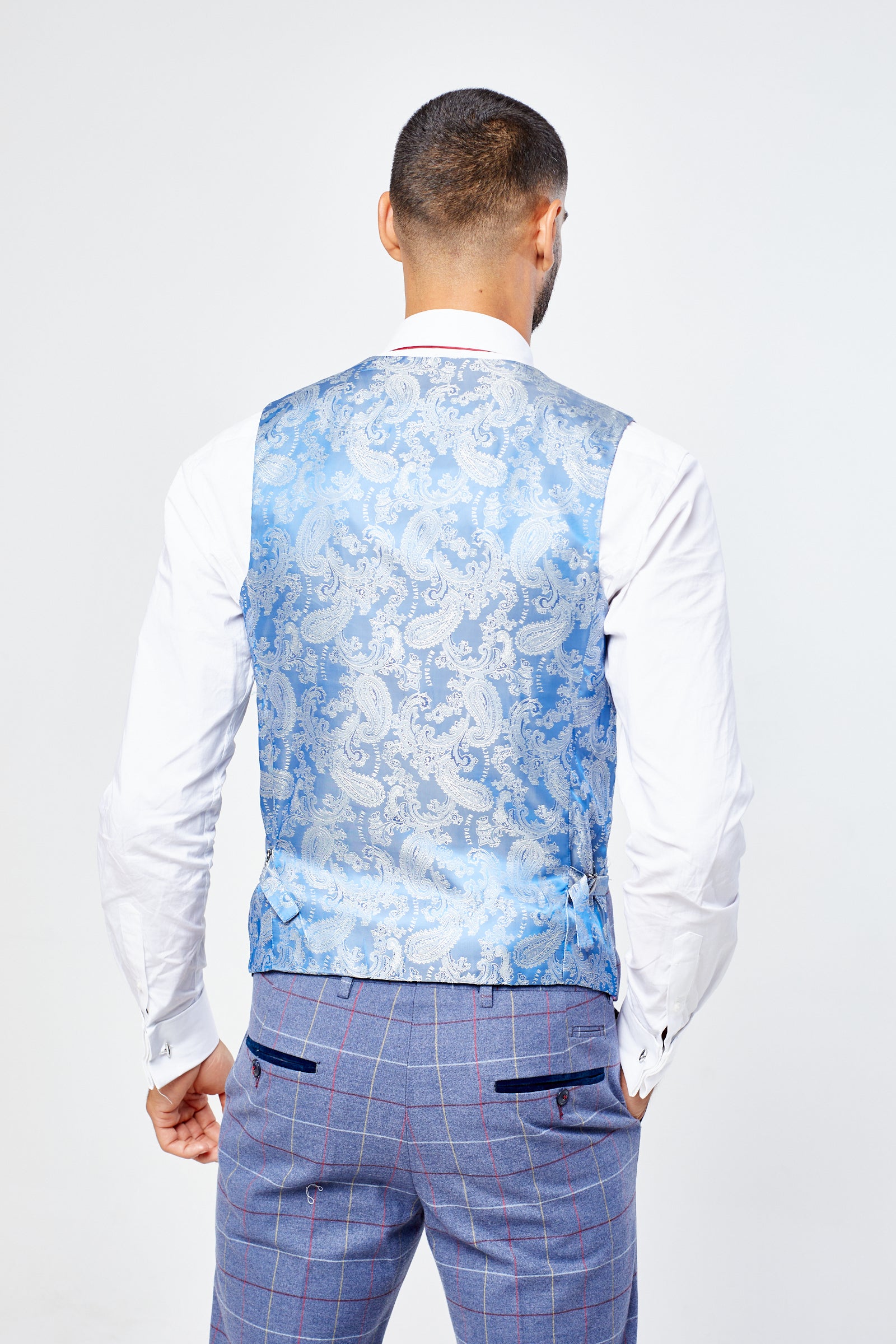 Drake - Sky Blue Check Three Piece Suit