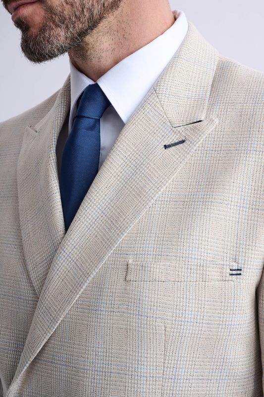Caridi Beige Double Breasted Two Piece Suit