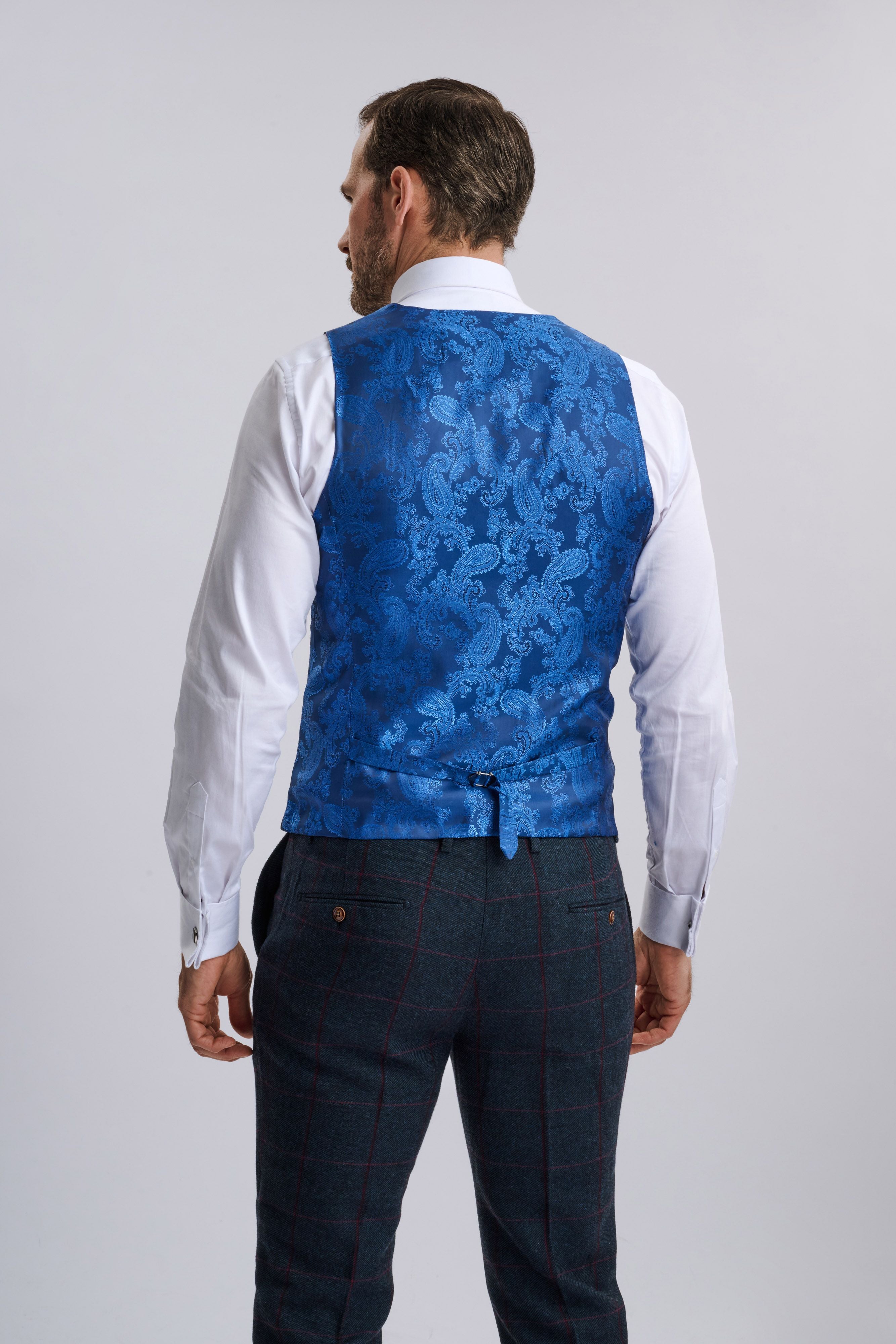 Madrid Navy Tweed Check Three Piece Suit