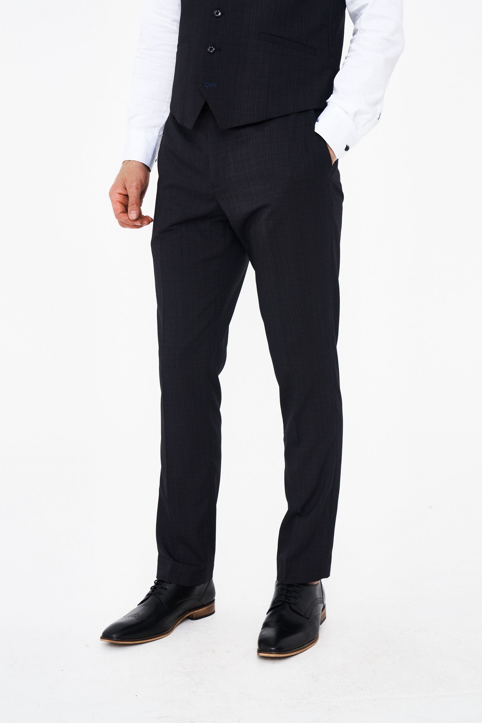 House of Cavani Seeba Graphite Regular Three Piece Suit