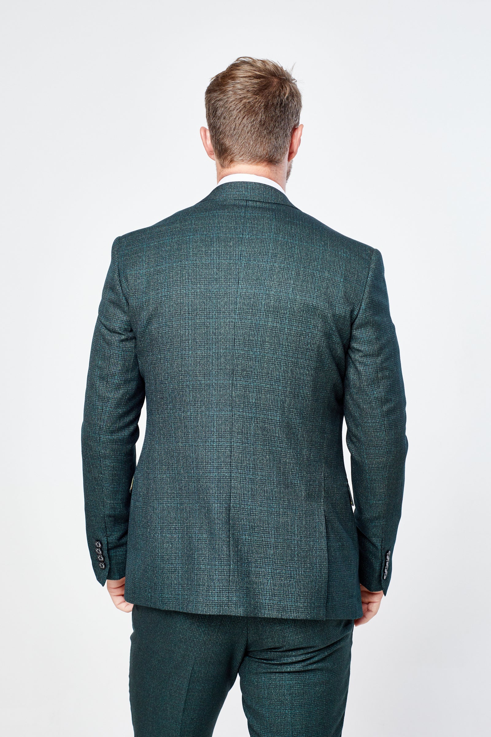 Caridi Olive Check Three Piece Suit