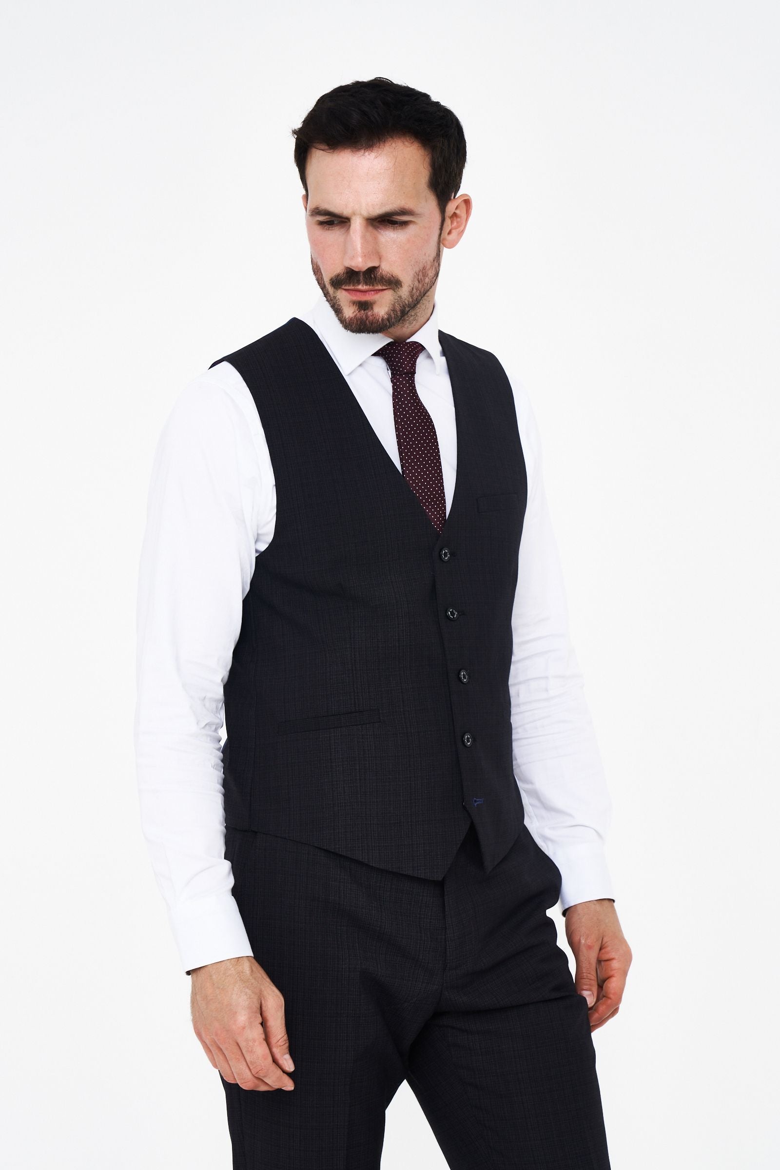 House of Cavani Seeba Graphite Regular Three Piece Suit