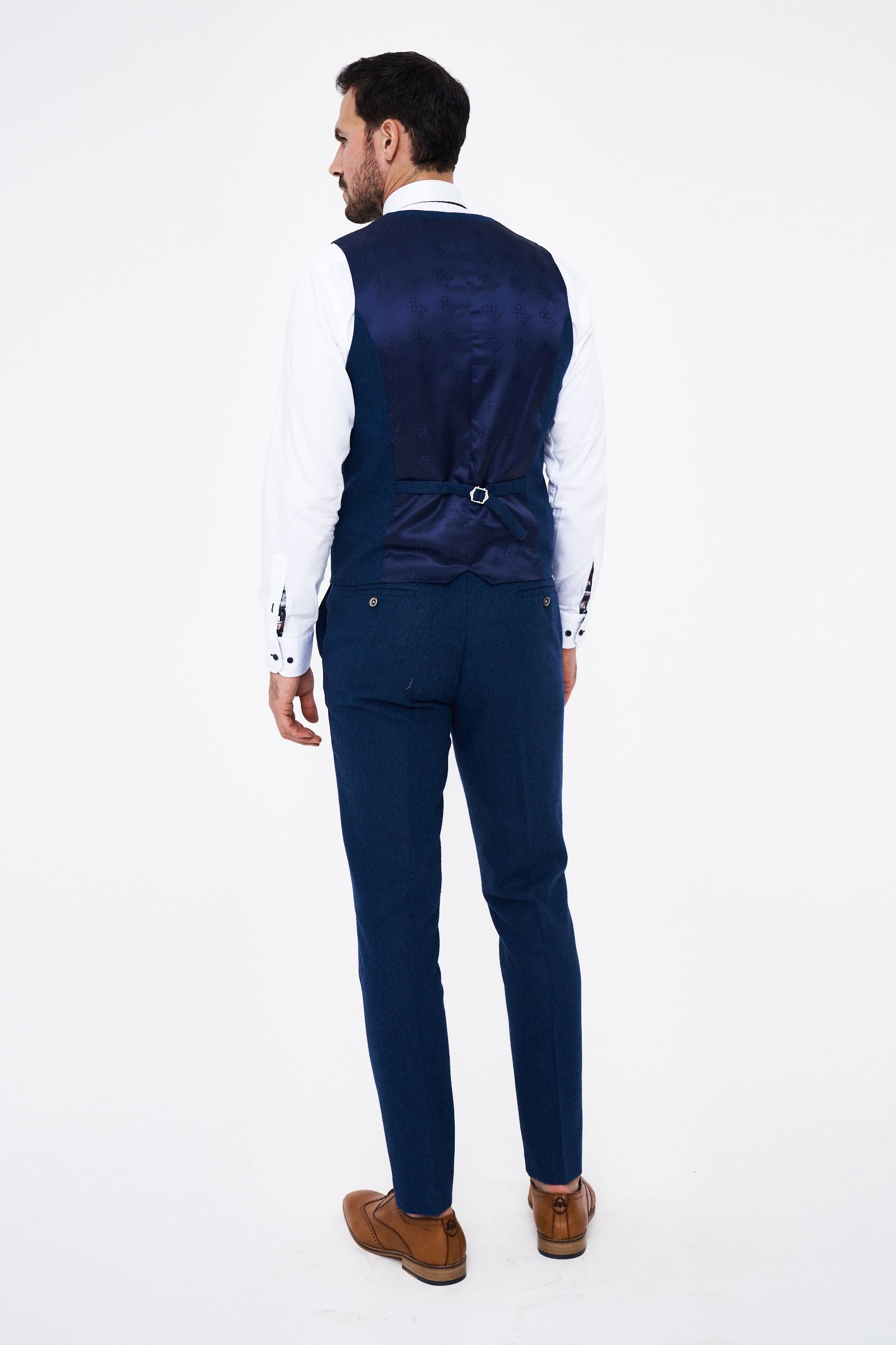 House of Cavani Seeba Navy Regular Three Piece Suit