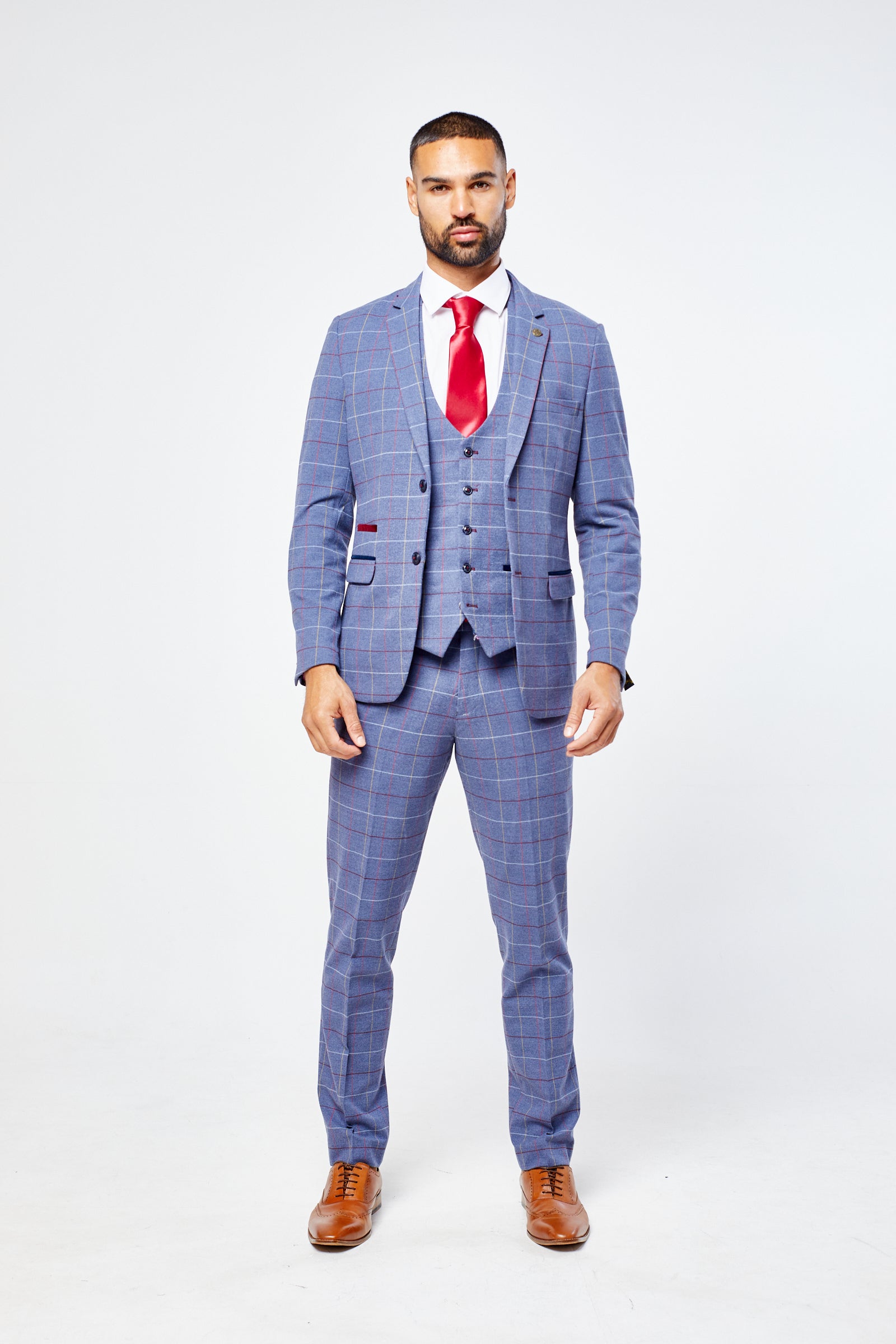 Drake - Sky Blue Check Three Piece Suit