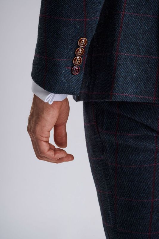 Madrid Navy Tweed Check Three Piece Suit