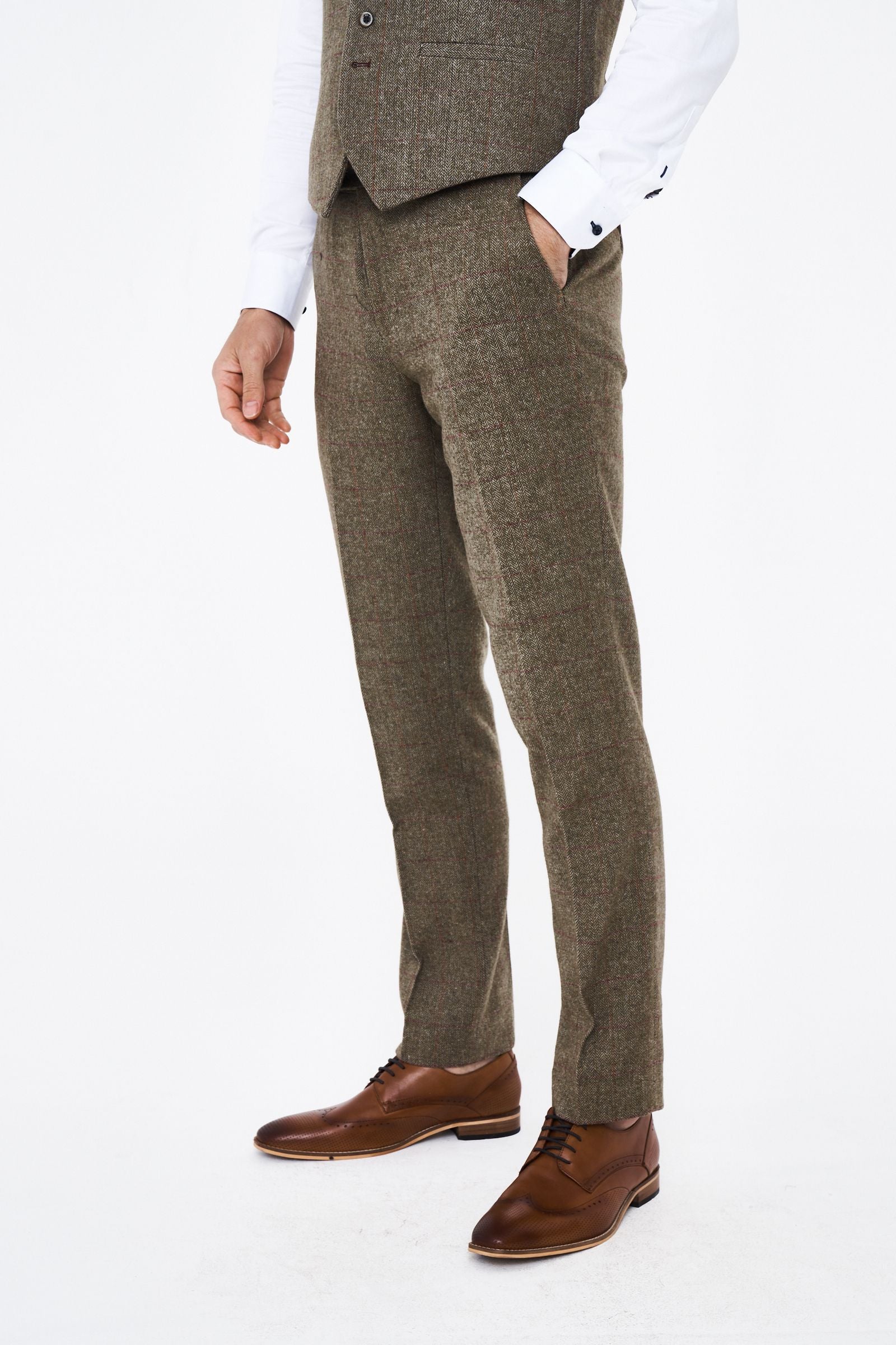 House of Cavani Gaston Sage Tweed Three Piece Suit