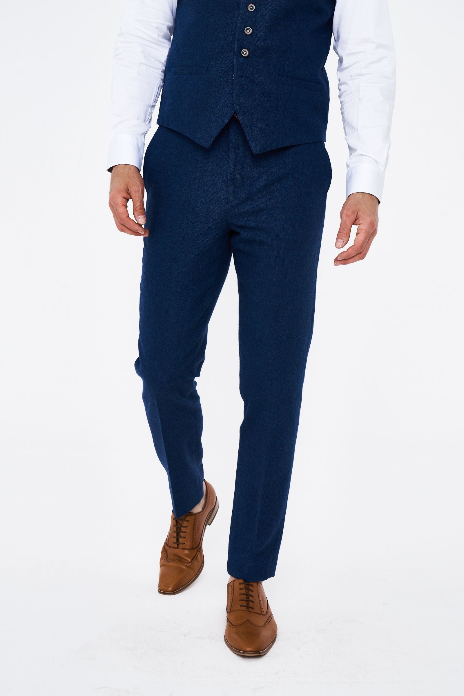 House of Cavani Seeba Navy Regular Three Piece Suit