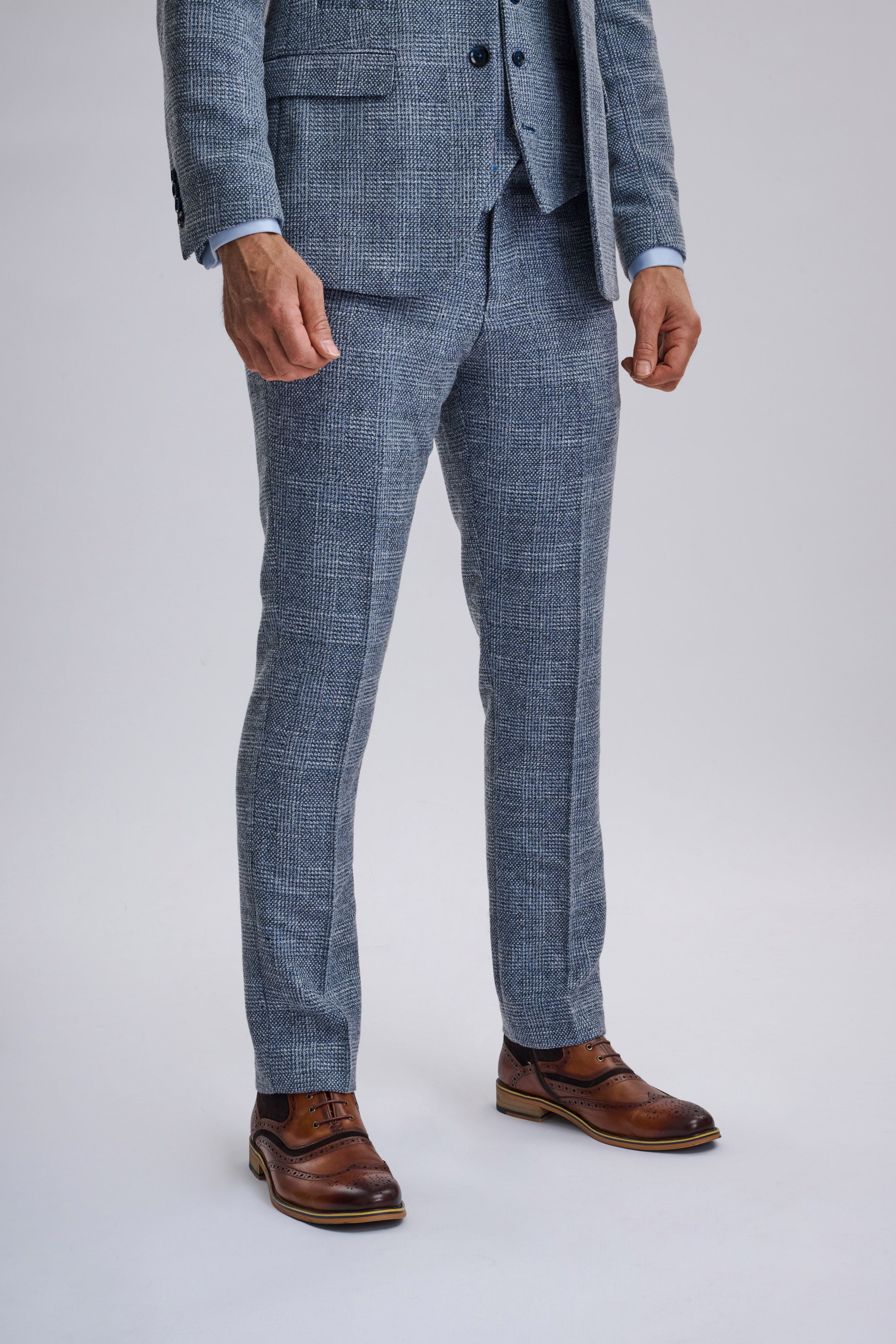 Kris - Sky Blue Tweed Three Piece Suit