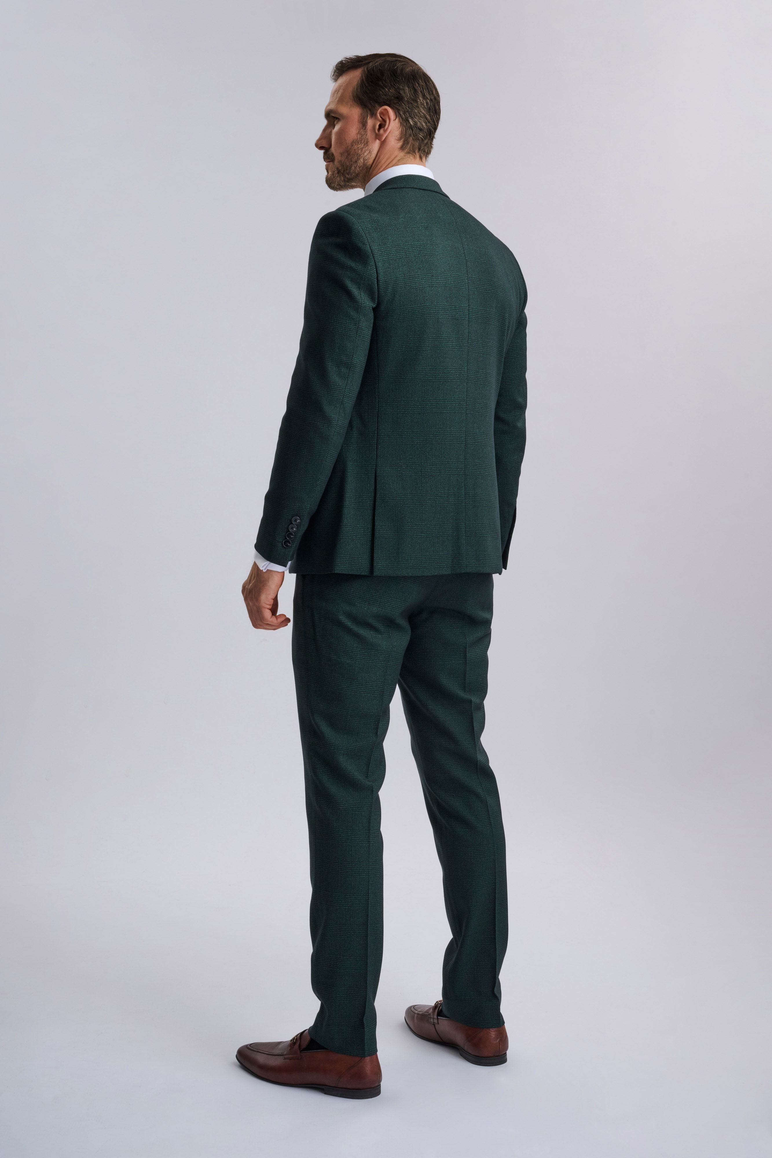 Regent Olive Check Three Piece Suit