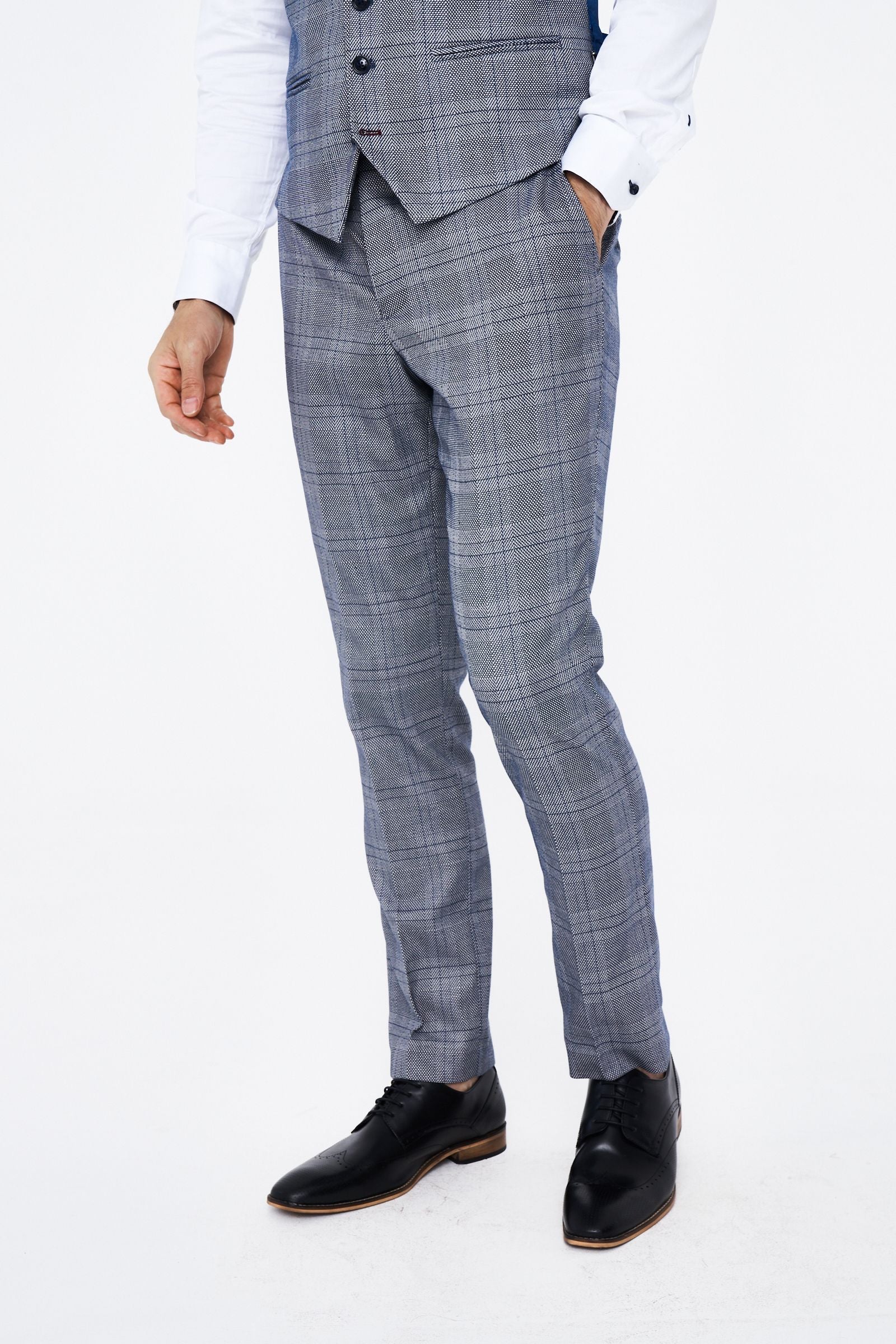Marc Darcy Jerry Grey Check Three piece Suit