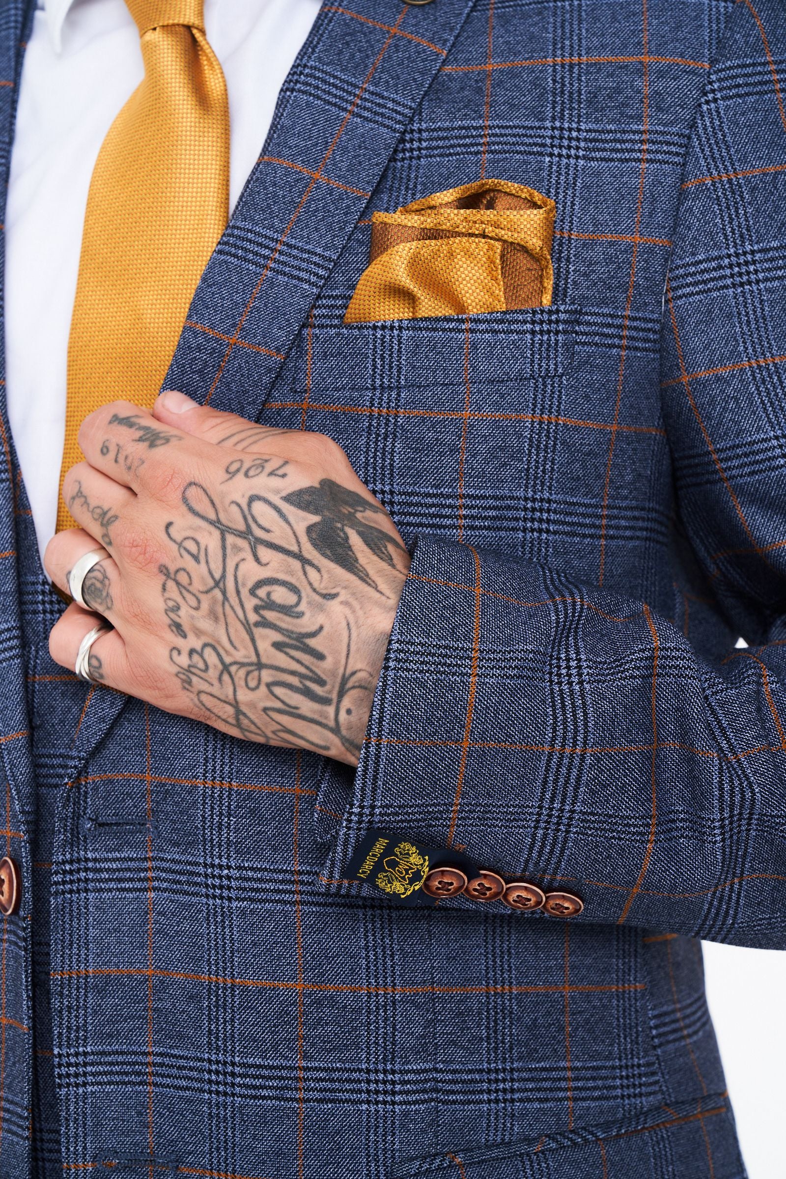 Jenson - Marine Check Suit With Double Breasted Waistcoat