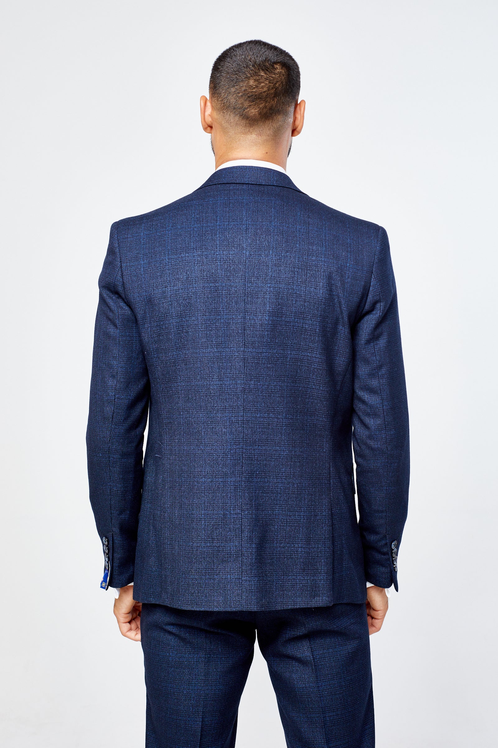 Caridi Navy Check Three Piece Suit