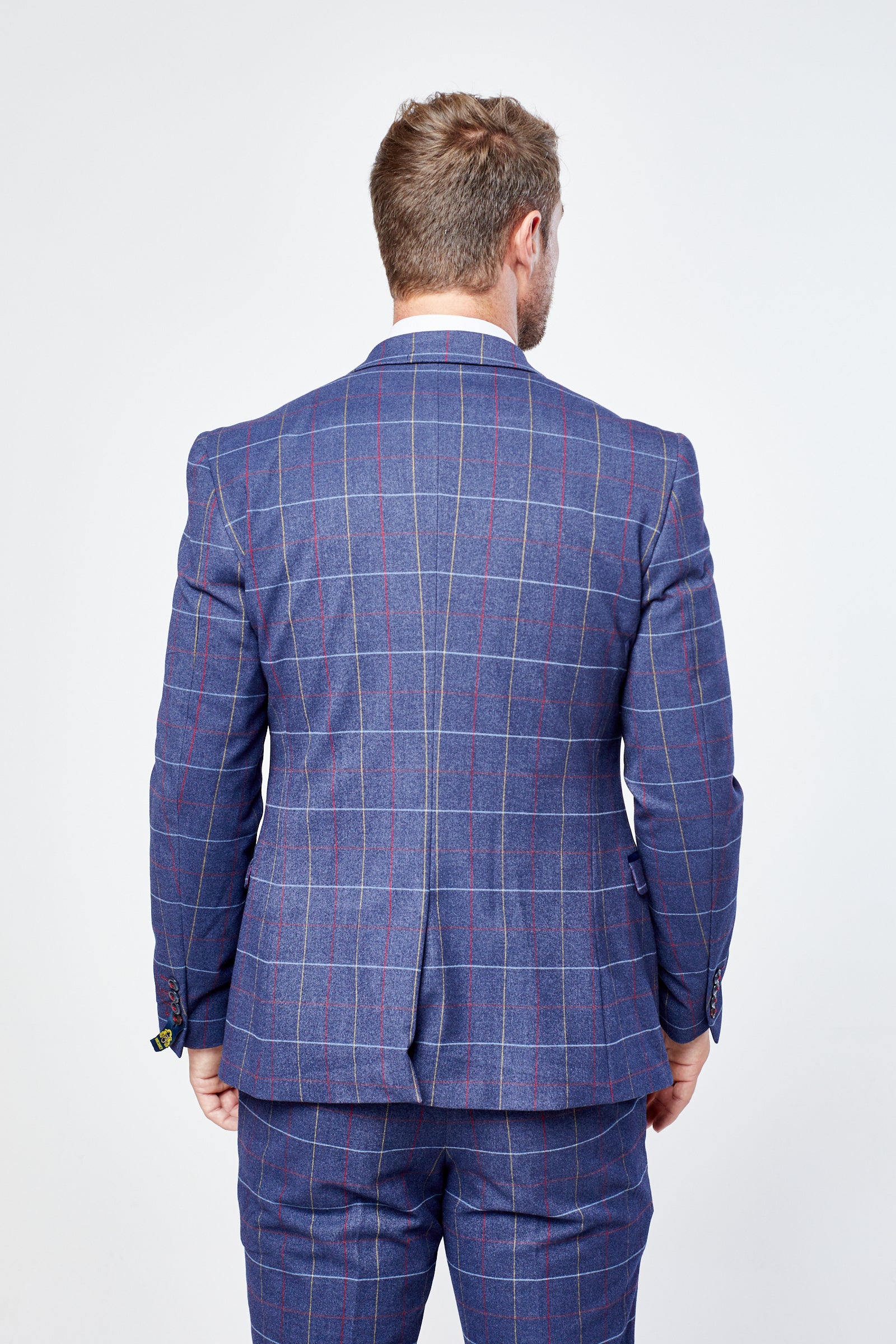 Drake - Navy Check Three Piece Suit
