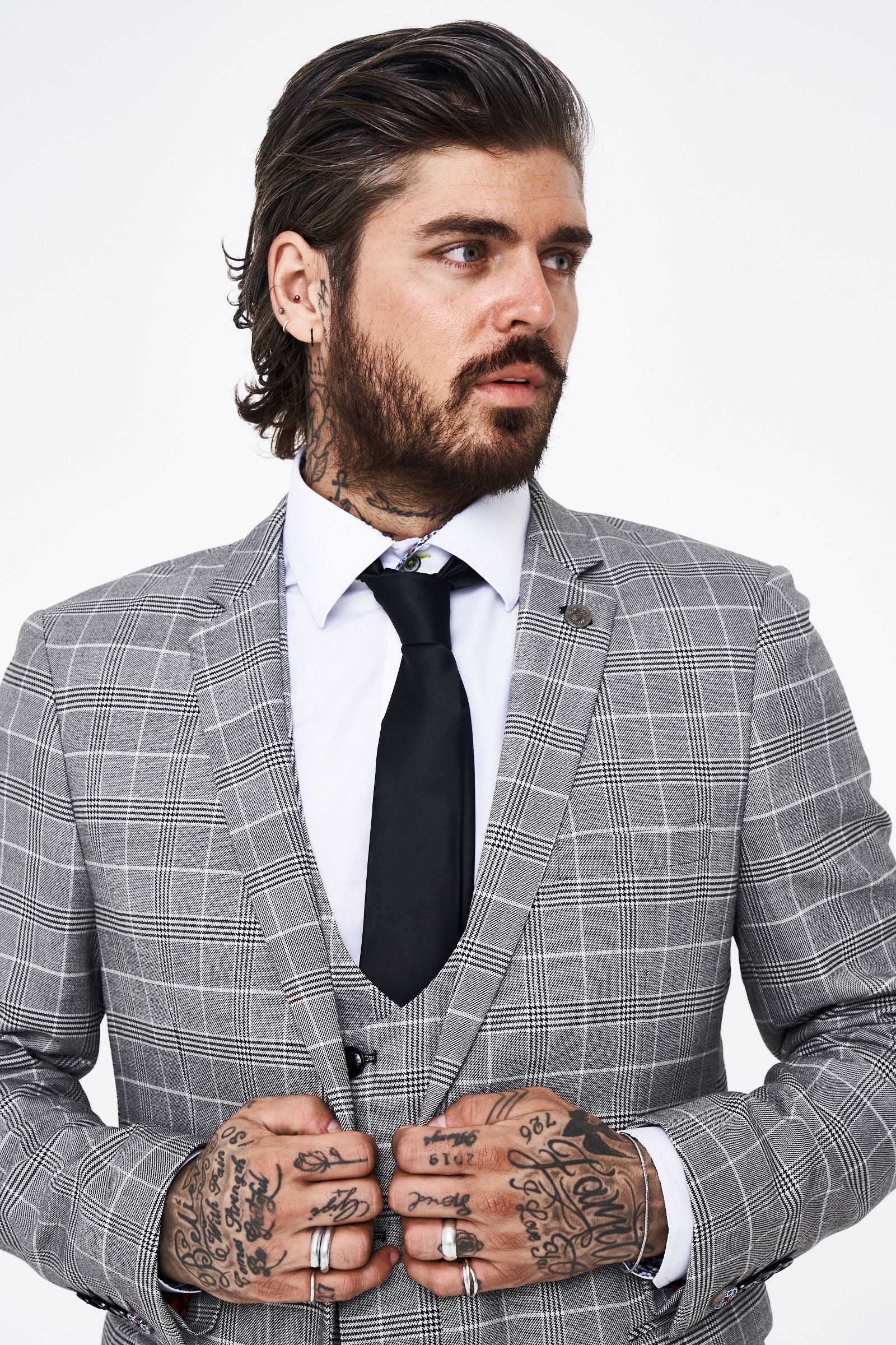 Ross - Grey Check Three Piece Suit