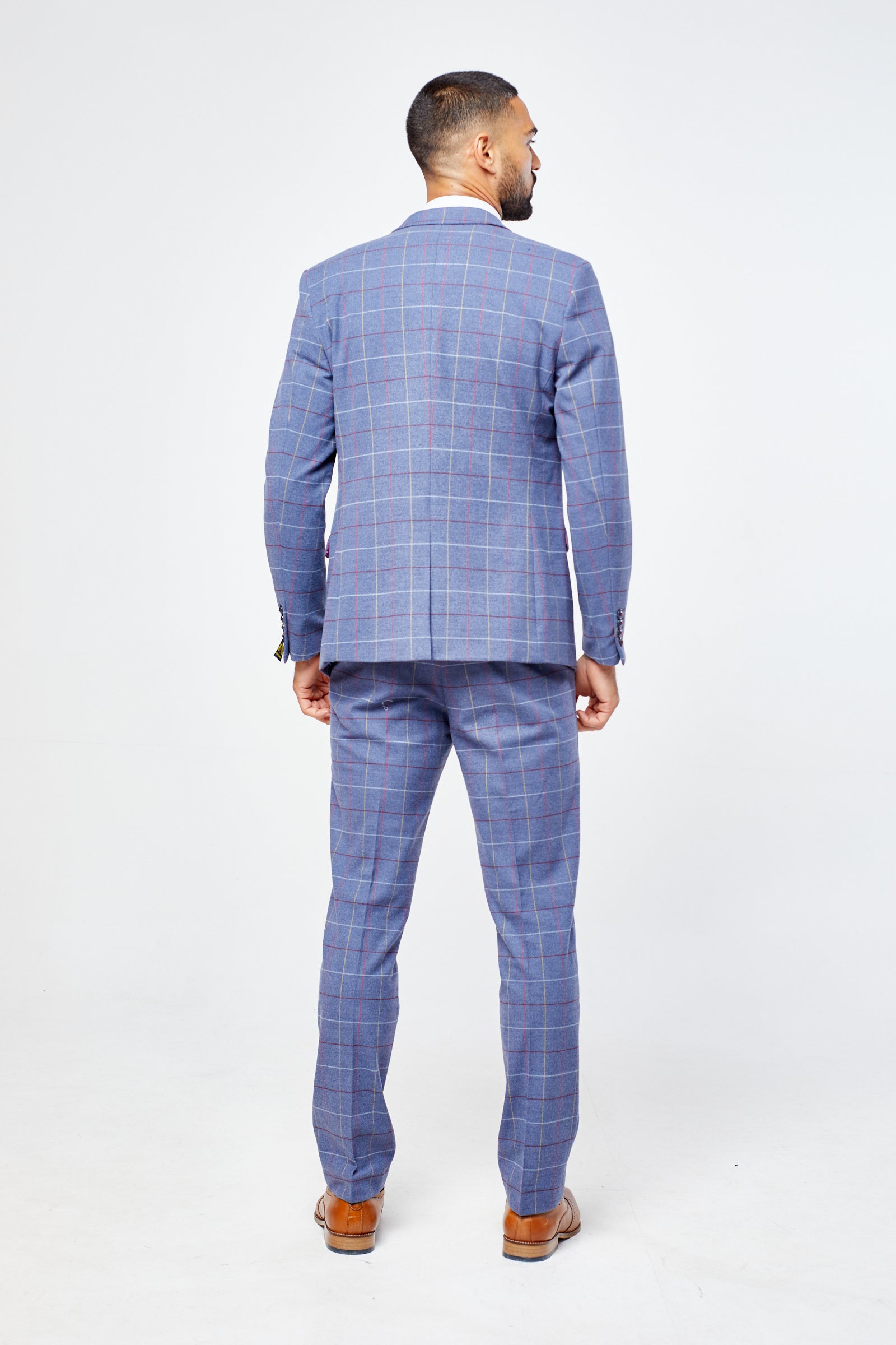Drake - Sky Blue Check Three Piece Suit