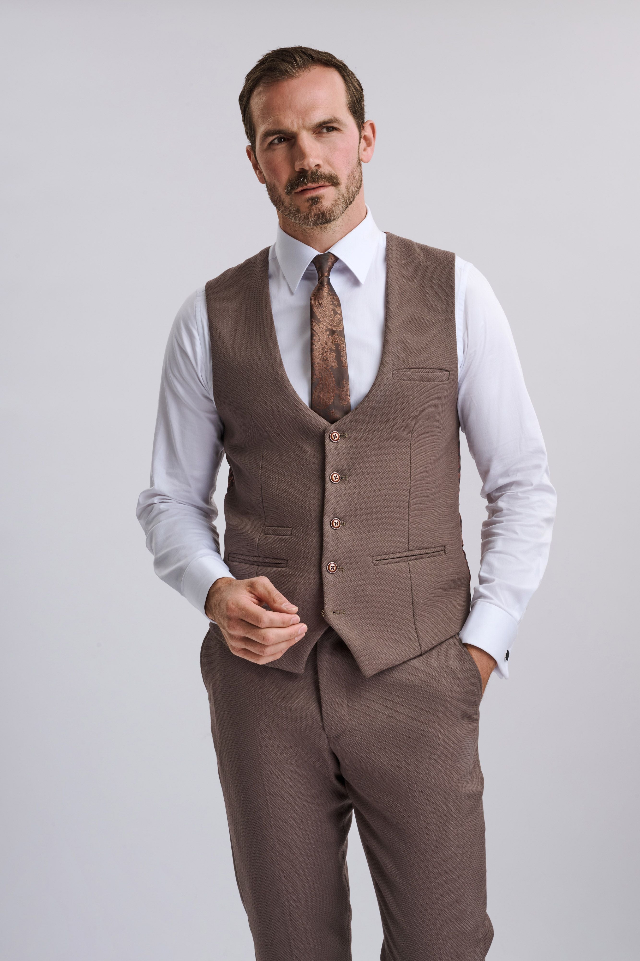 HM5 - Tan Tailored Three Piece Suit