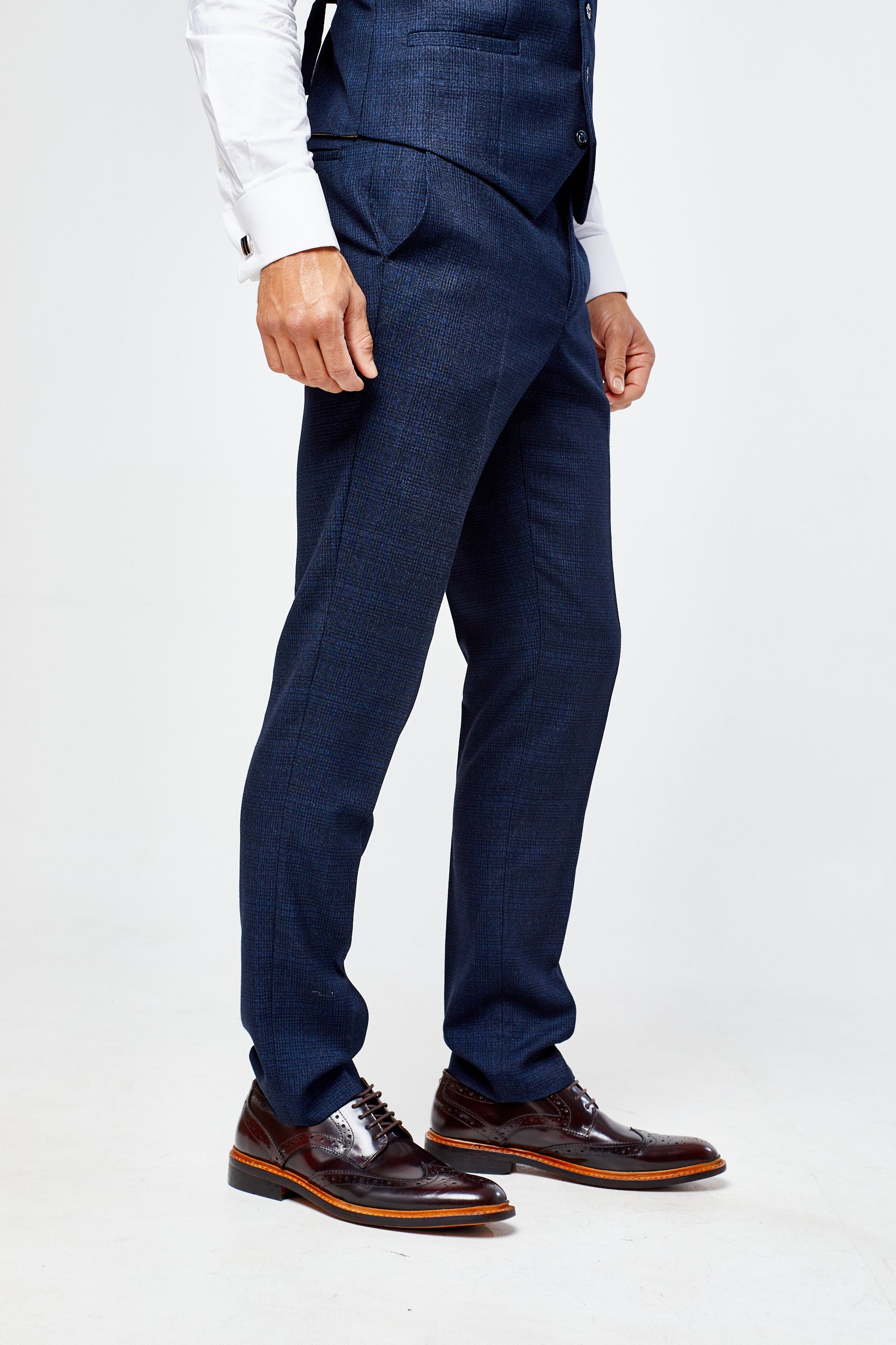 Caridi Navy Check Three Piece Suit