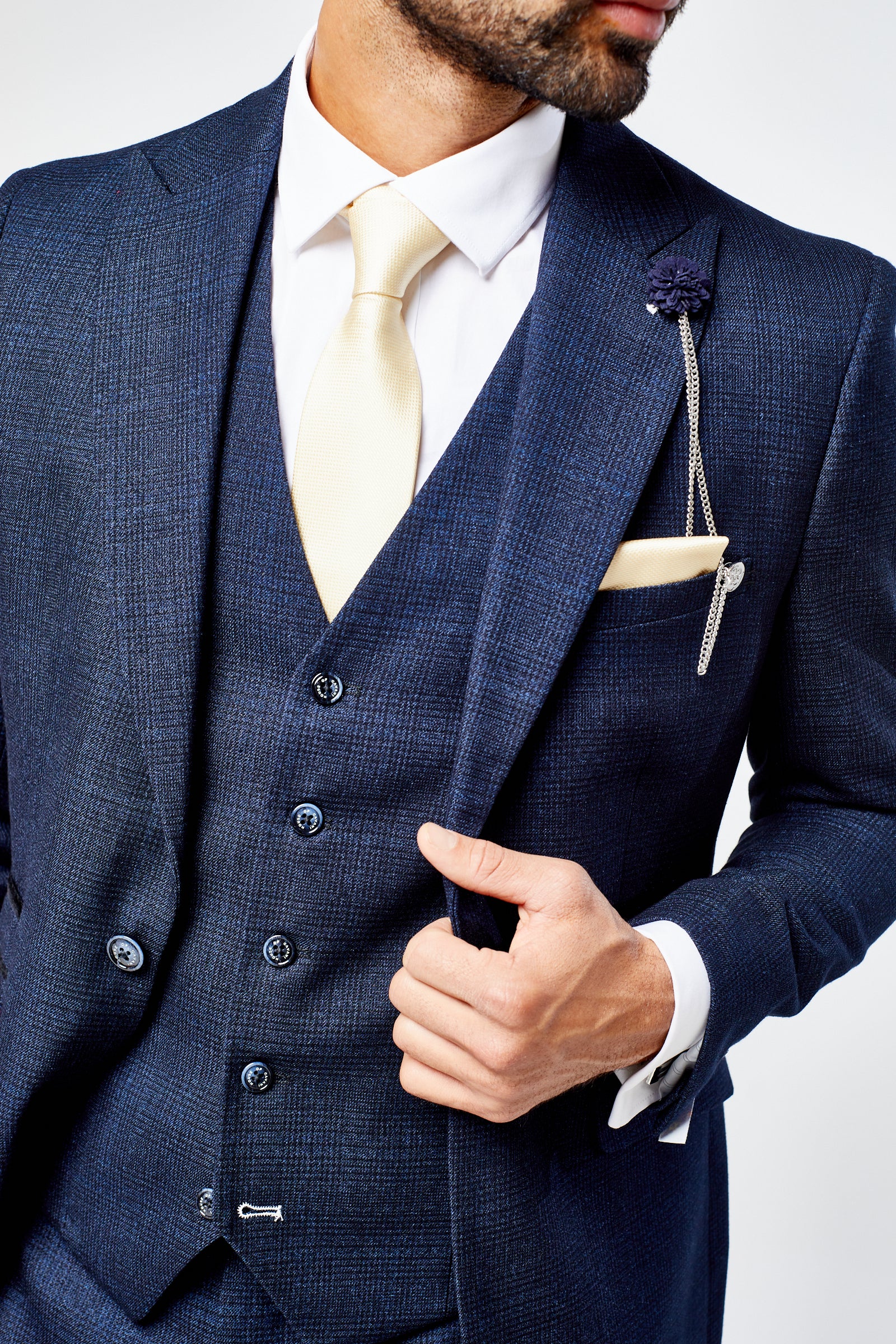 Caridi Navy Check Three Piece Suit