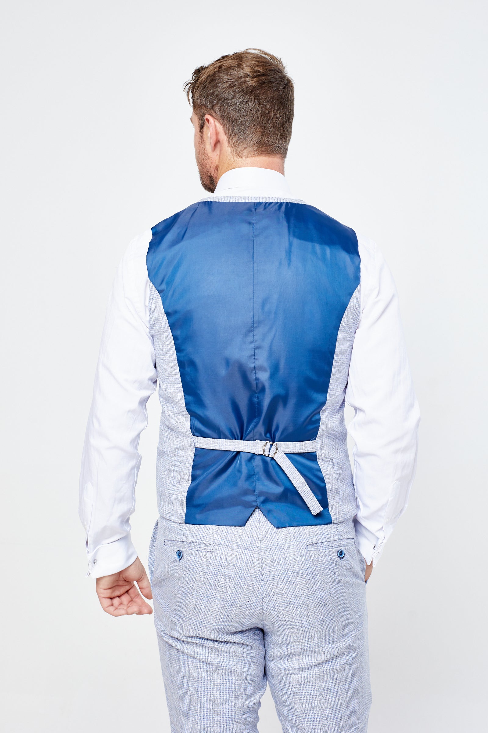 Caridi Sky Short Check Three Piece Suit