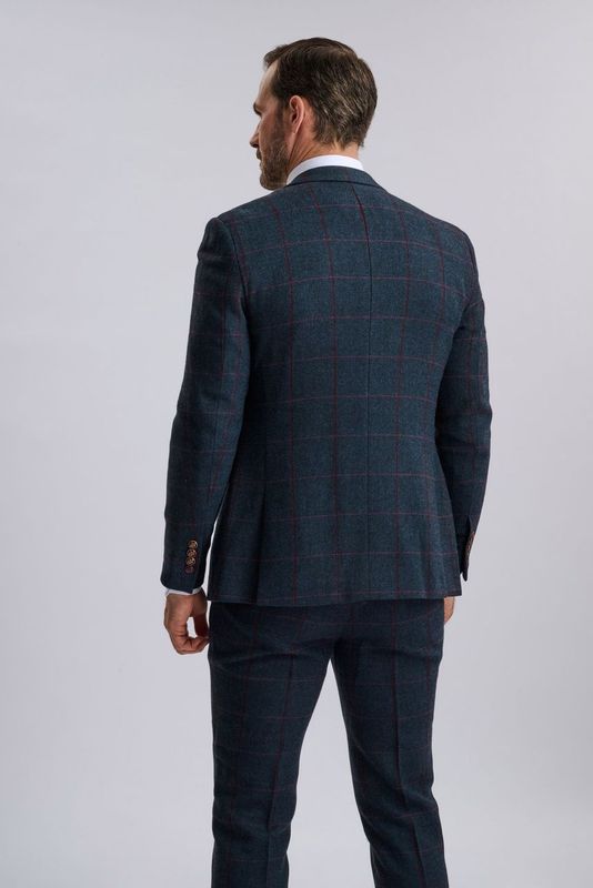 Madrid Navy Tweed Check Three Piece Suit
