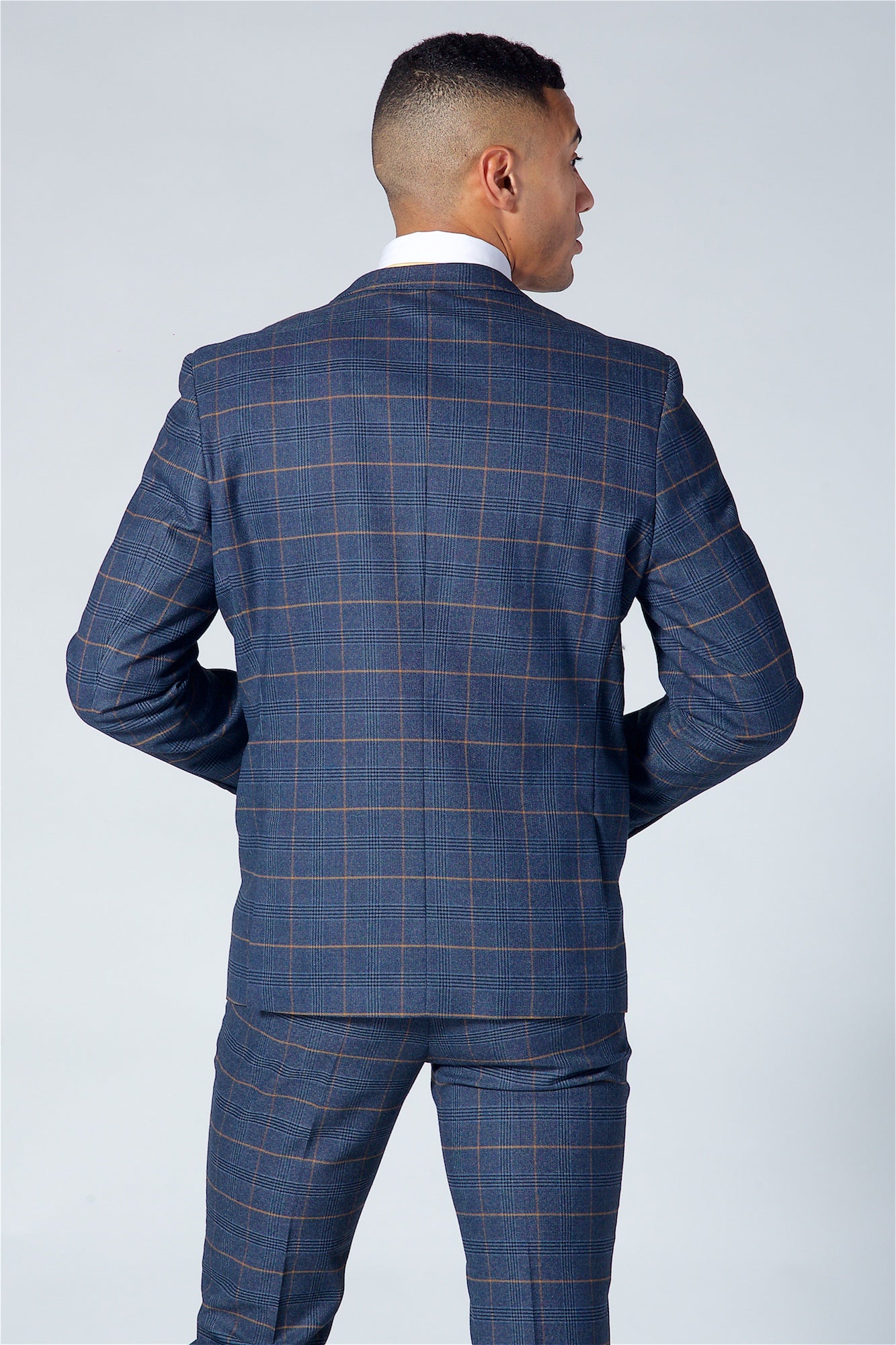 Marc Darcy Jenson Navy Check Three Piece Suit