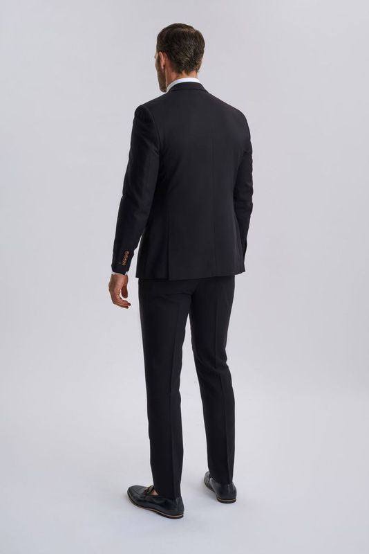 Mayfair Black Textured Three Piece Suit